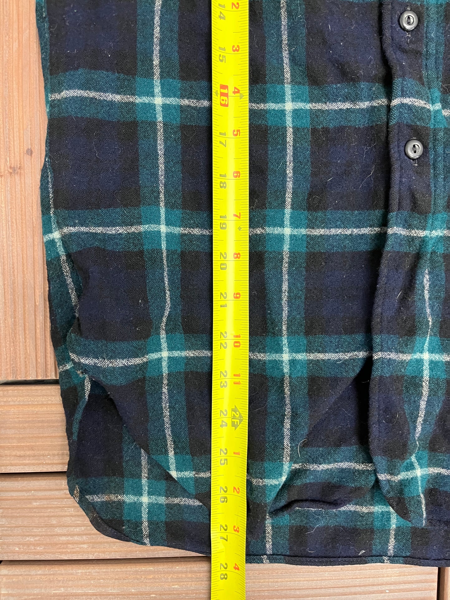 Pendleton Pure Virgin Wool Flannel Shirt | Size Medium | Vintage 1990s Blue & Green Button Down | Made in USA |