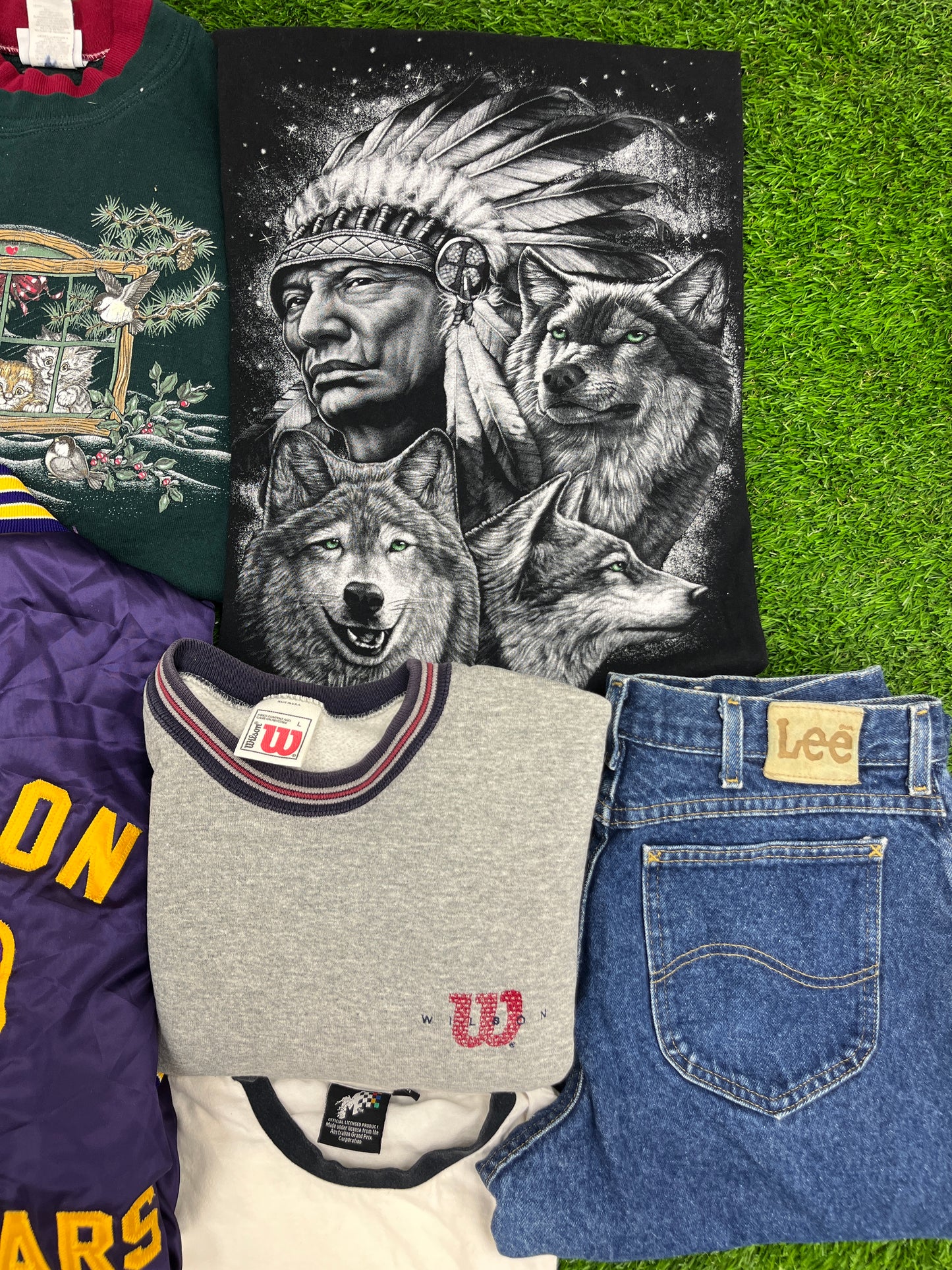 16 Piece Wholesale Bundle Lot of 1990s & 2000s Music, Pro / College Sports, Jeans, Branded, Promotional Items