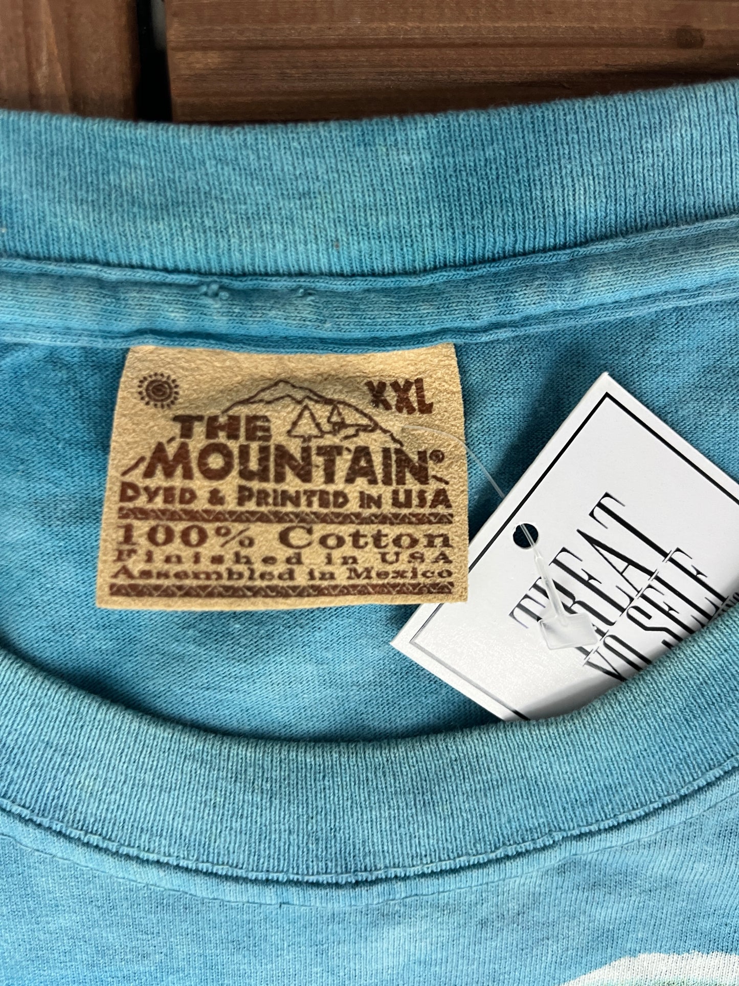 Native & Wolf Graphic Tee | Size XX-Large | Vintage 2000s Promotional Big Print Blue T-Shirt | The Mountain Tag | Free Shipping to USA |