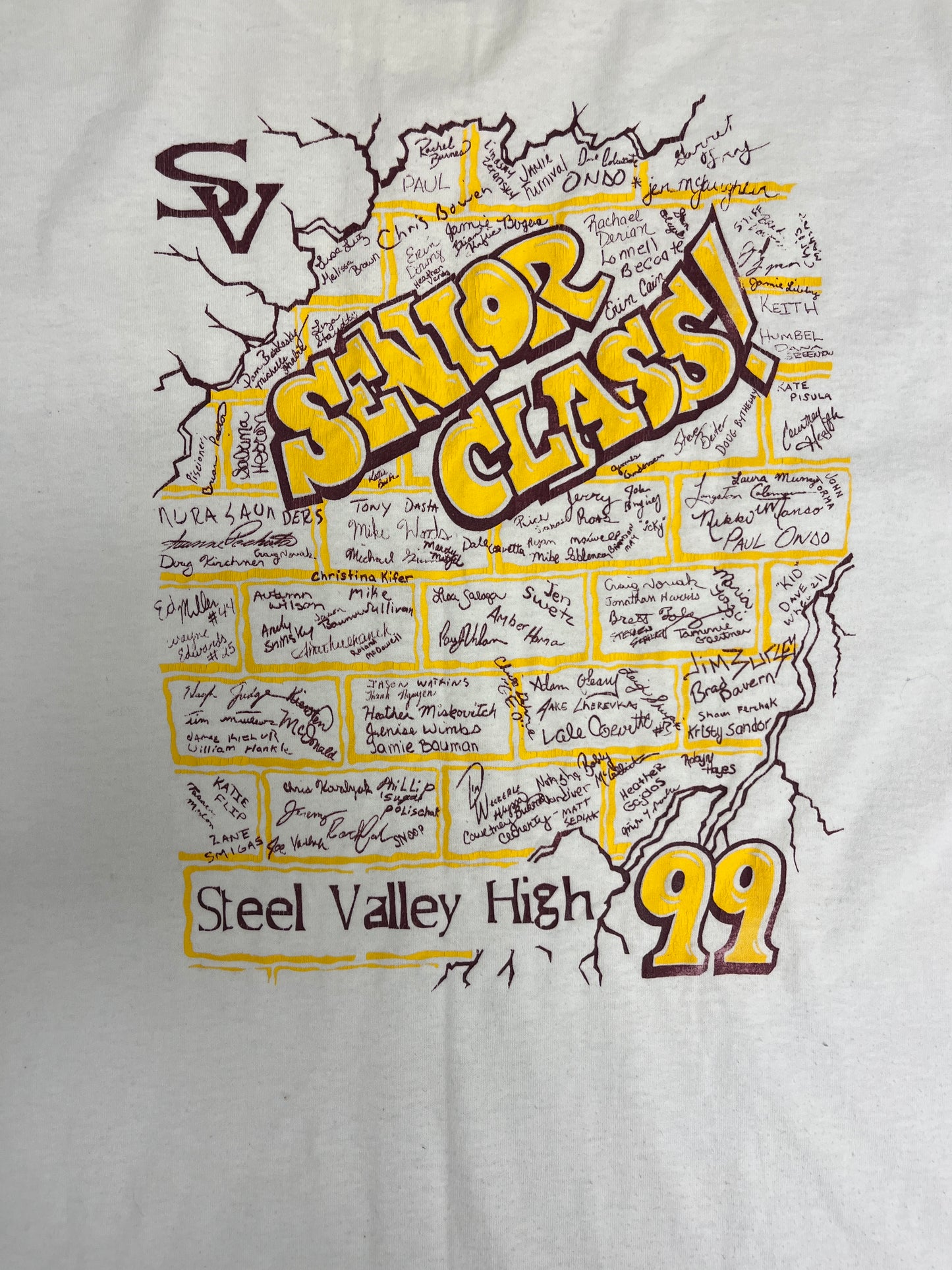 Steel Valley High School 1999 Graphic Tee | Size X-Large | Vintage 1990s High School White T-Shirt |