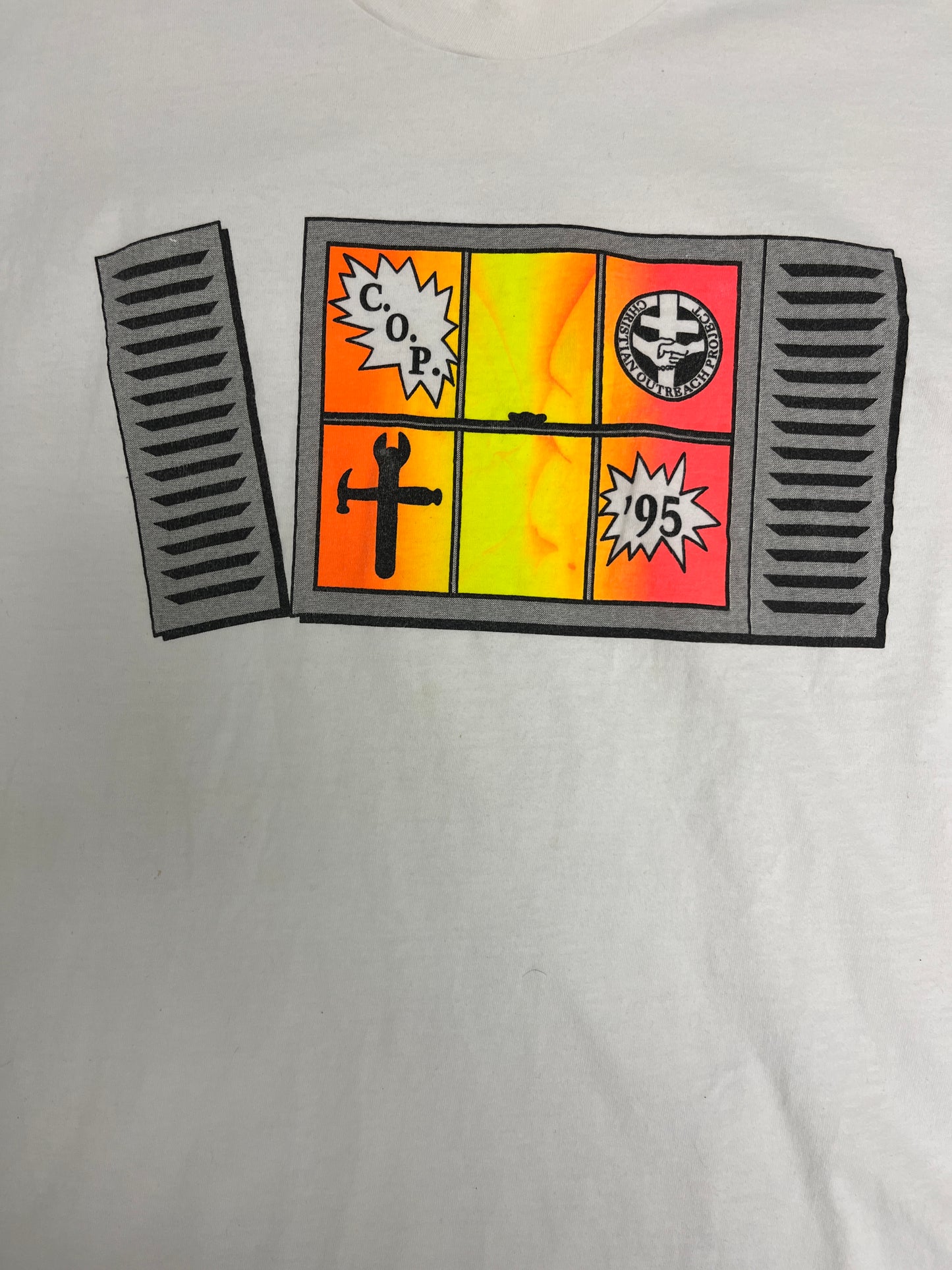 Christian Outreach Project Graphic Tee | Size X-Large | Vintage 1990s Made in USA White T-Shirt |