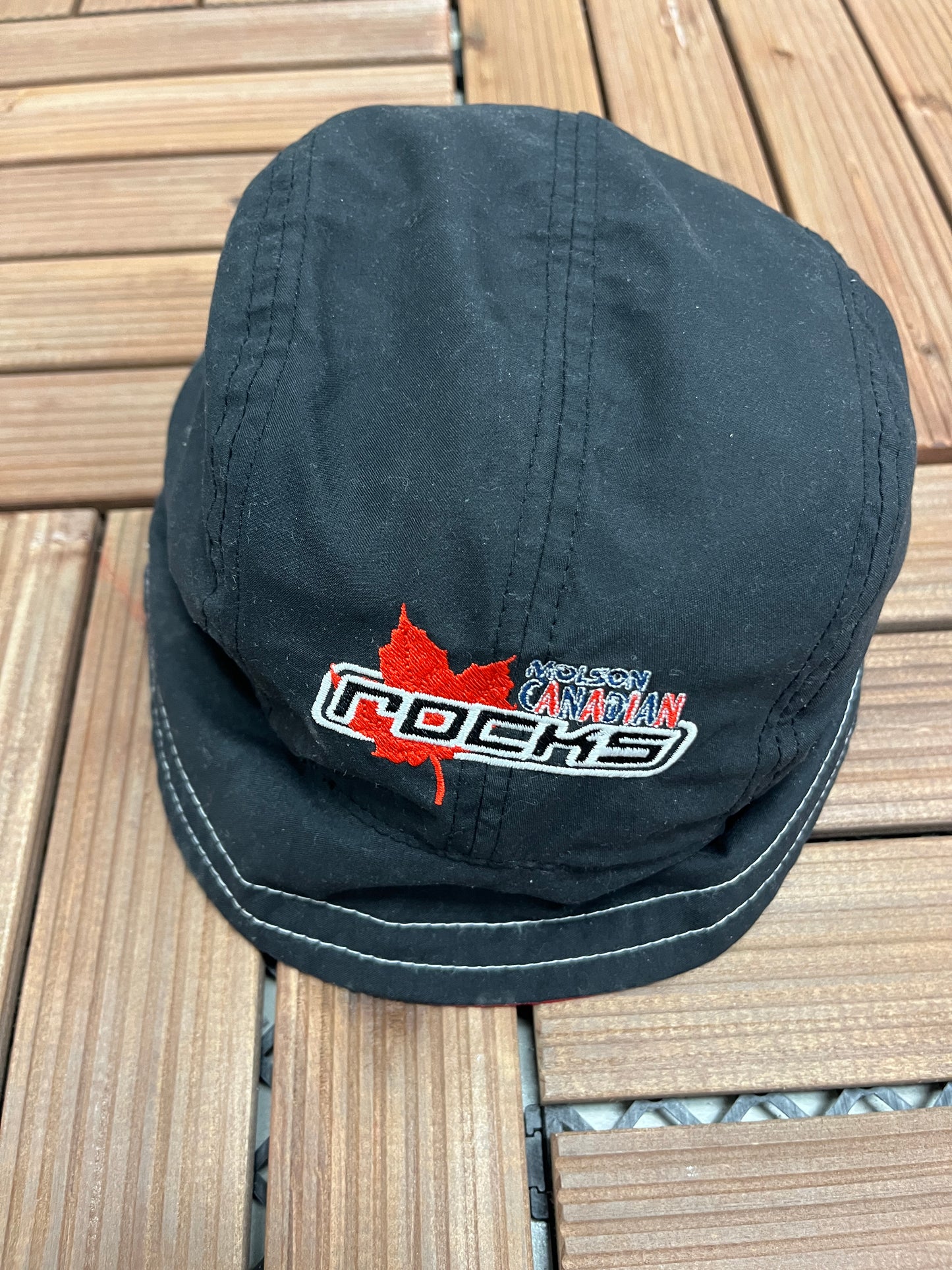 Molson Canadian Rocks Embroidered Graphic Bucket Hat | One Size Fits All | Vintage Promotional Black Bucket Cap |