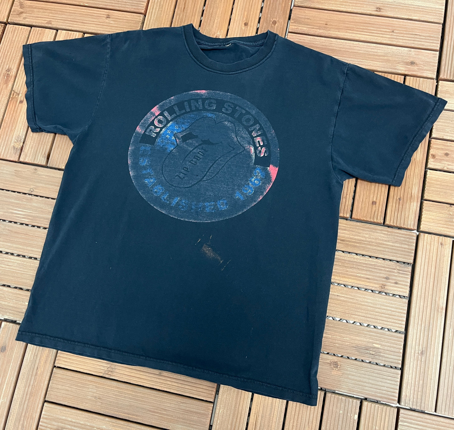 Rolling Stones Zip Code Tour 2015 Graphic Tee | Size Large | Vintage 2000s Rock Band Black T-Shirt |