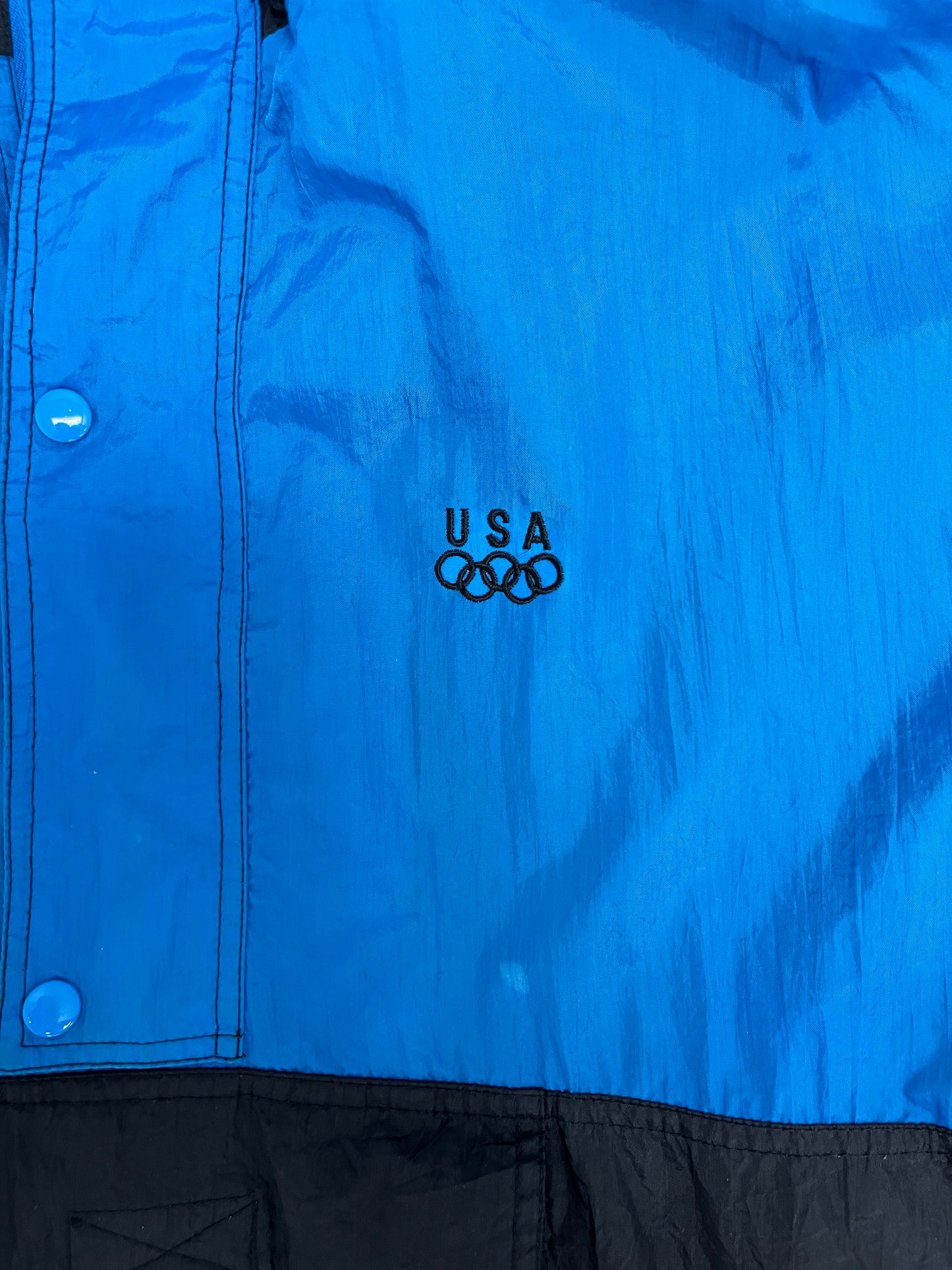 Atlanta Olympics 1996 Graphic Windbreaker | Size X-Large | Vintage 1990s Promotional Blue Windbreaker |