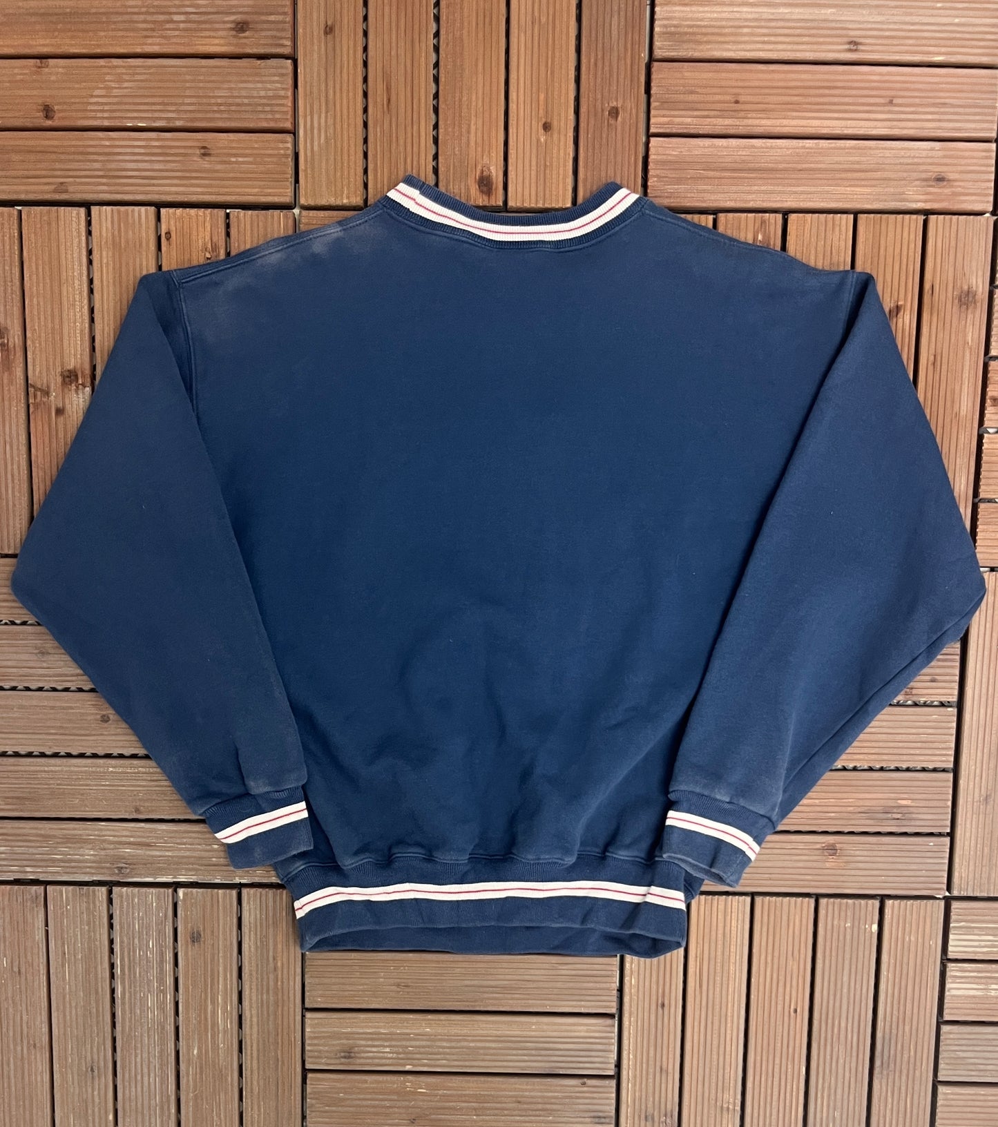 Walt Disney 25th Anniversary Embroidered Graphic Crewneck | Size Medium | Vintage 1990s Blue Mickey Mouse Disney Sweater |