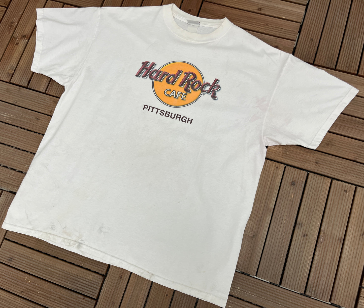 Hard Rock Cafe Pittsburgh, Pennsylvania Graphic Tee | Size X-Large | Vintage 2000s Collectors White T-Shirt | Free Shipping to USA |