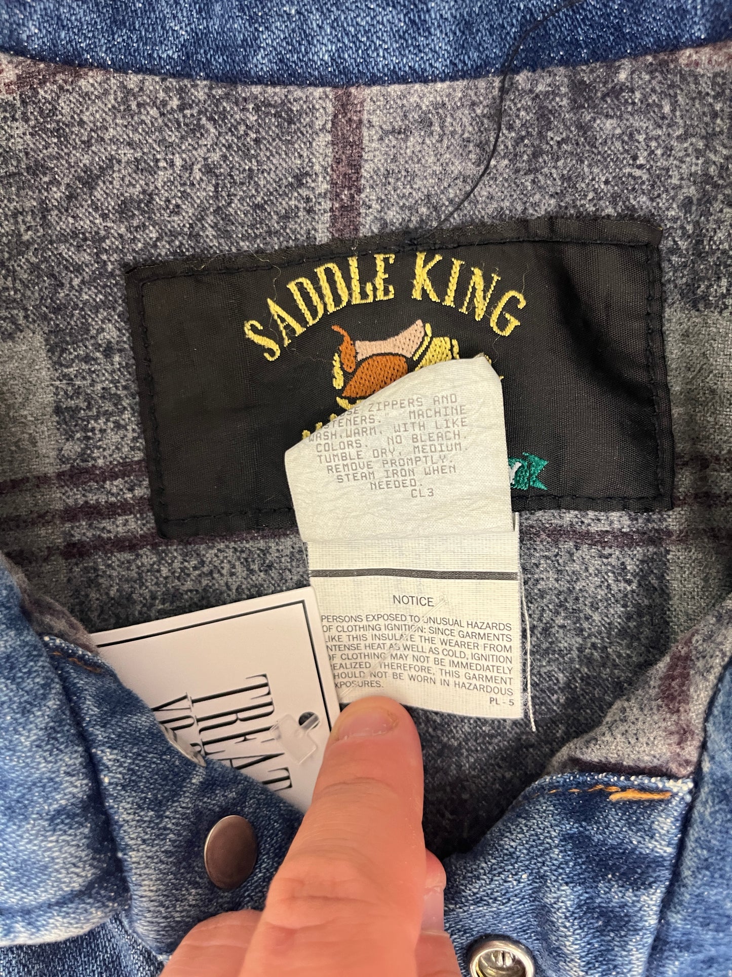 Saddle King Western by Key Blanket Denim Jacket | Size 48 / X-Large | Vintage 1990s Dark Blue Branded Jean Jacket |