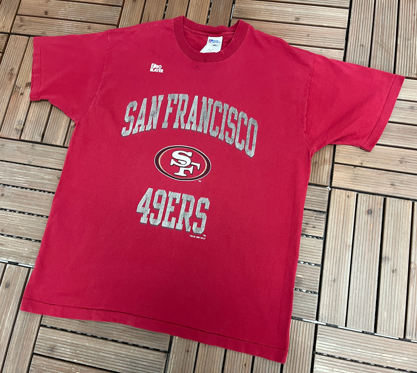 San Francisco 49ers Graphic Tee | Size X-Large | Vintage 1990s NFL Football Single Stitch Red T-Shirt |