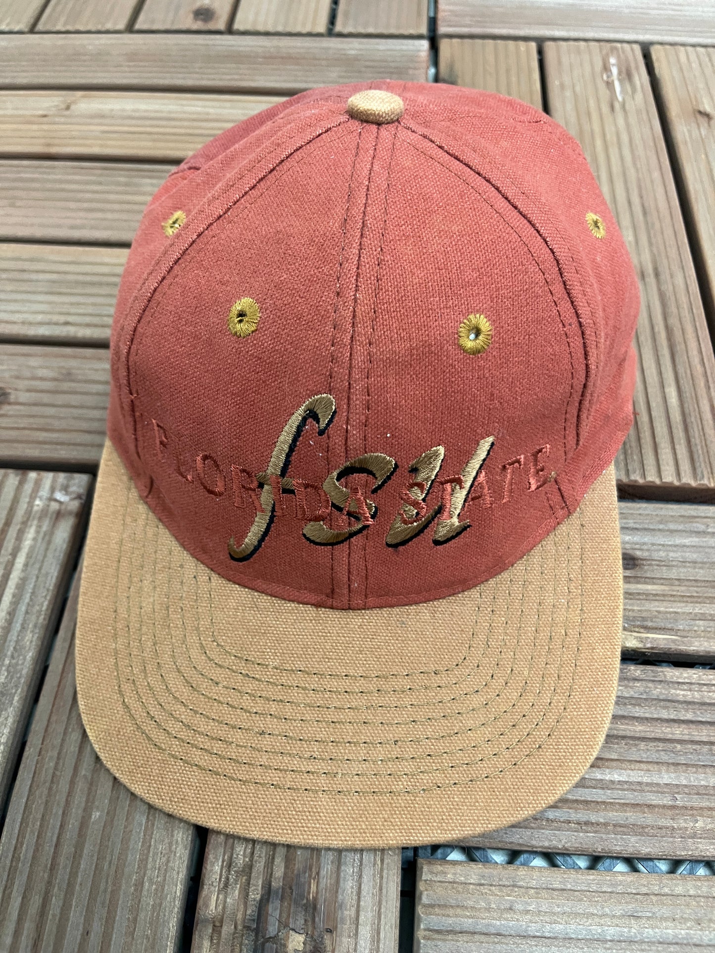 Florida State Seminoles Embroidered Graphic Hat | Metal Clasp | Vintage 1990s College Red Cap |