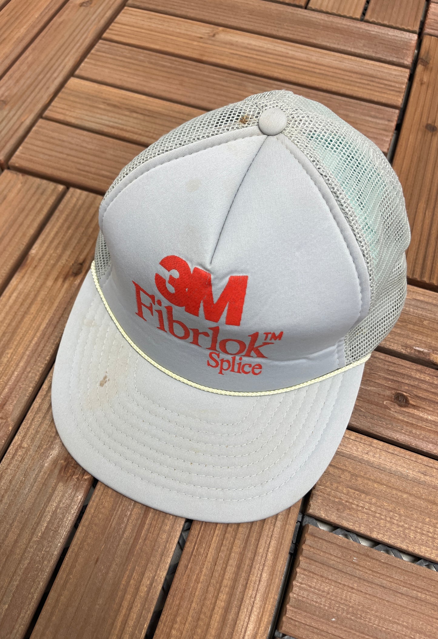 3M Fibrlok Splice Graphic Hat | One Size With A Snap Back | Vintage 1990s Promotional Grey Trucker Cap | Free Shipping to USA |