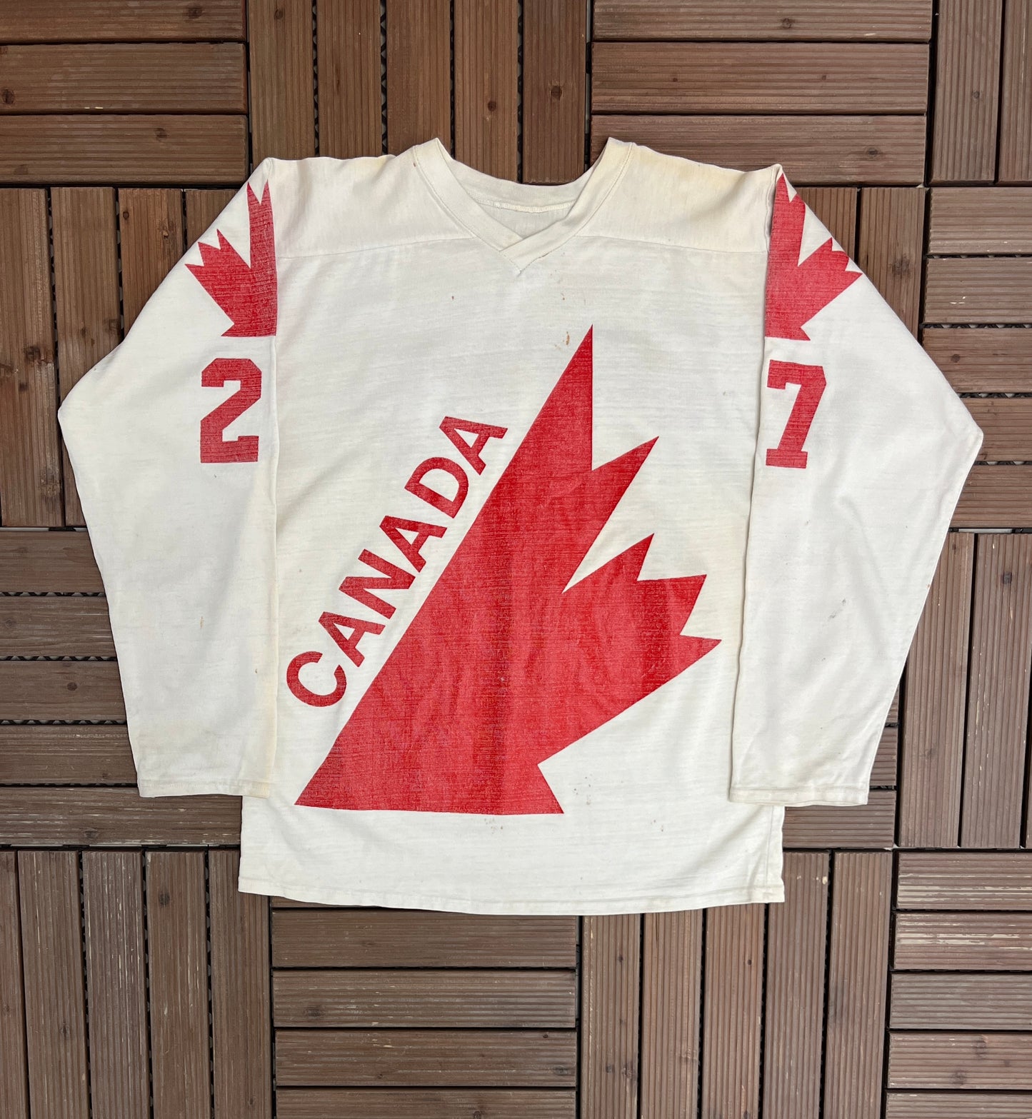 Team Canada Darryl Sittler '76 Canada Cup Hockey Jersey | Size Large | Vintage 1970s Hockey White Jersey |