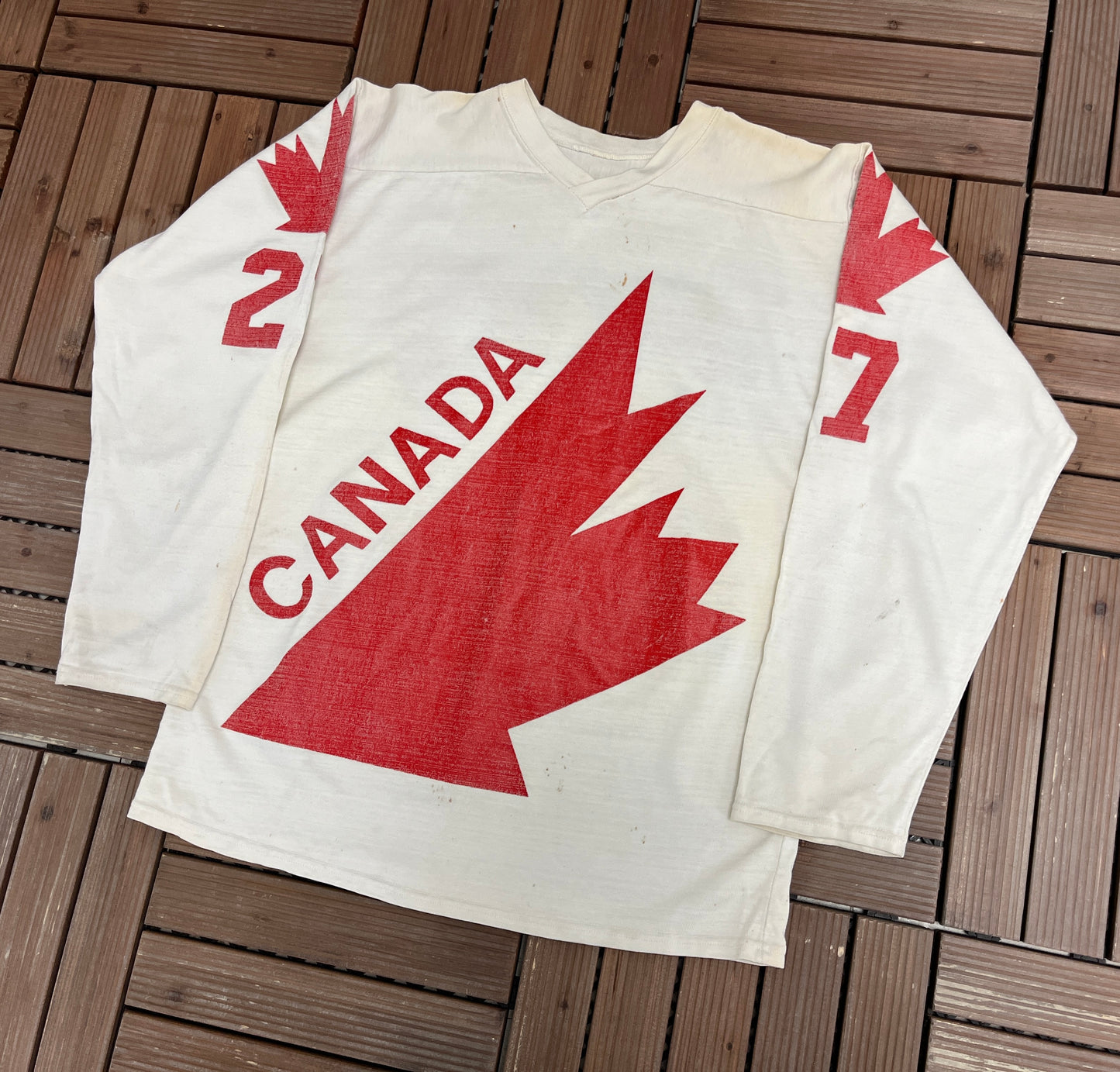 Team Canada Darryl Sittler '76 Canada Cup Hockey Jersey | Size Large | Vintage 1970s Hockey White Jersey |