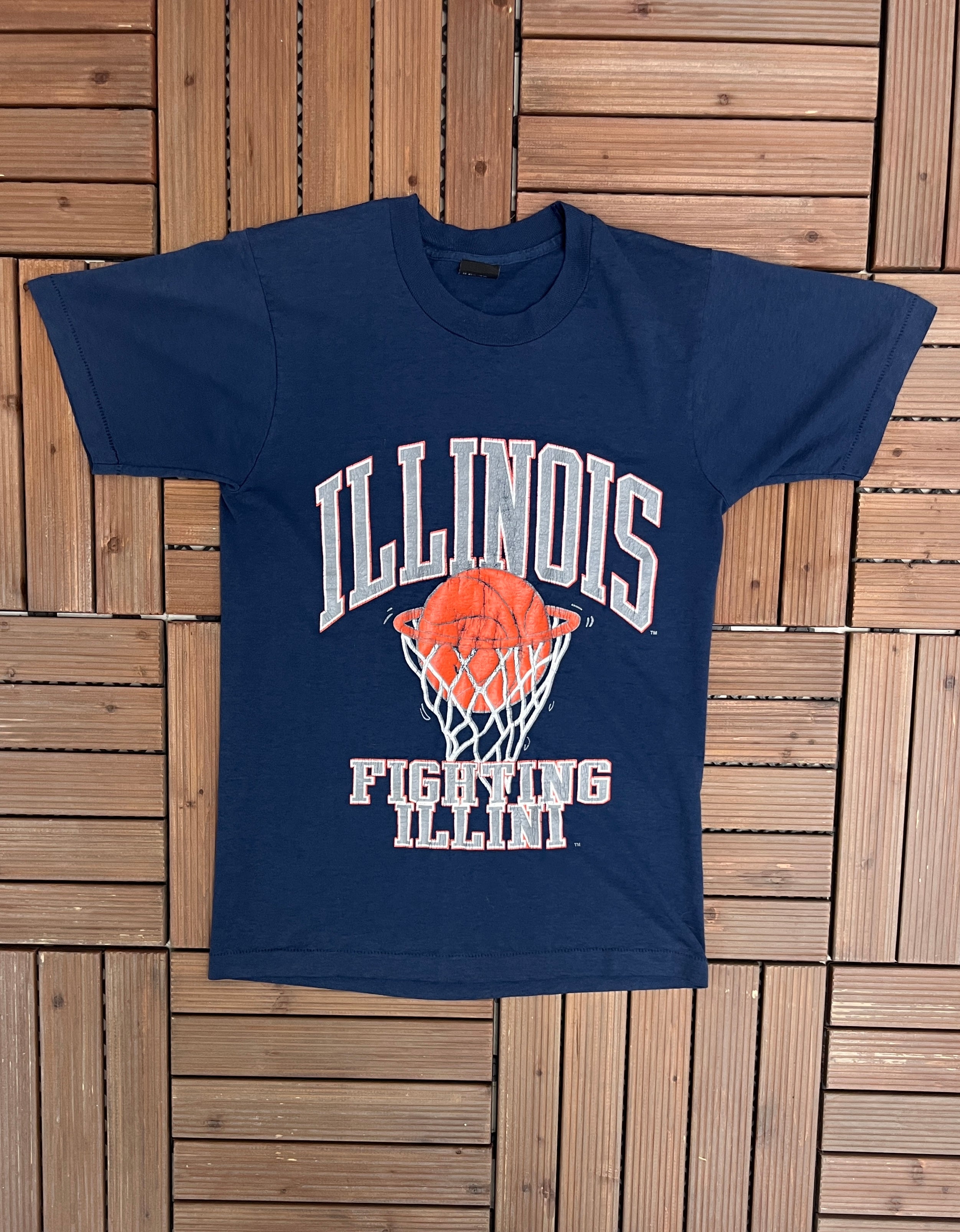 Illinois Fighting Illini Basketball Circle Logo T Shirt - Sport Grey