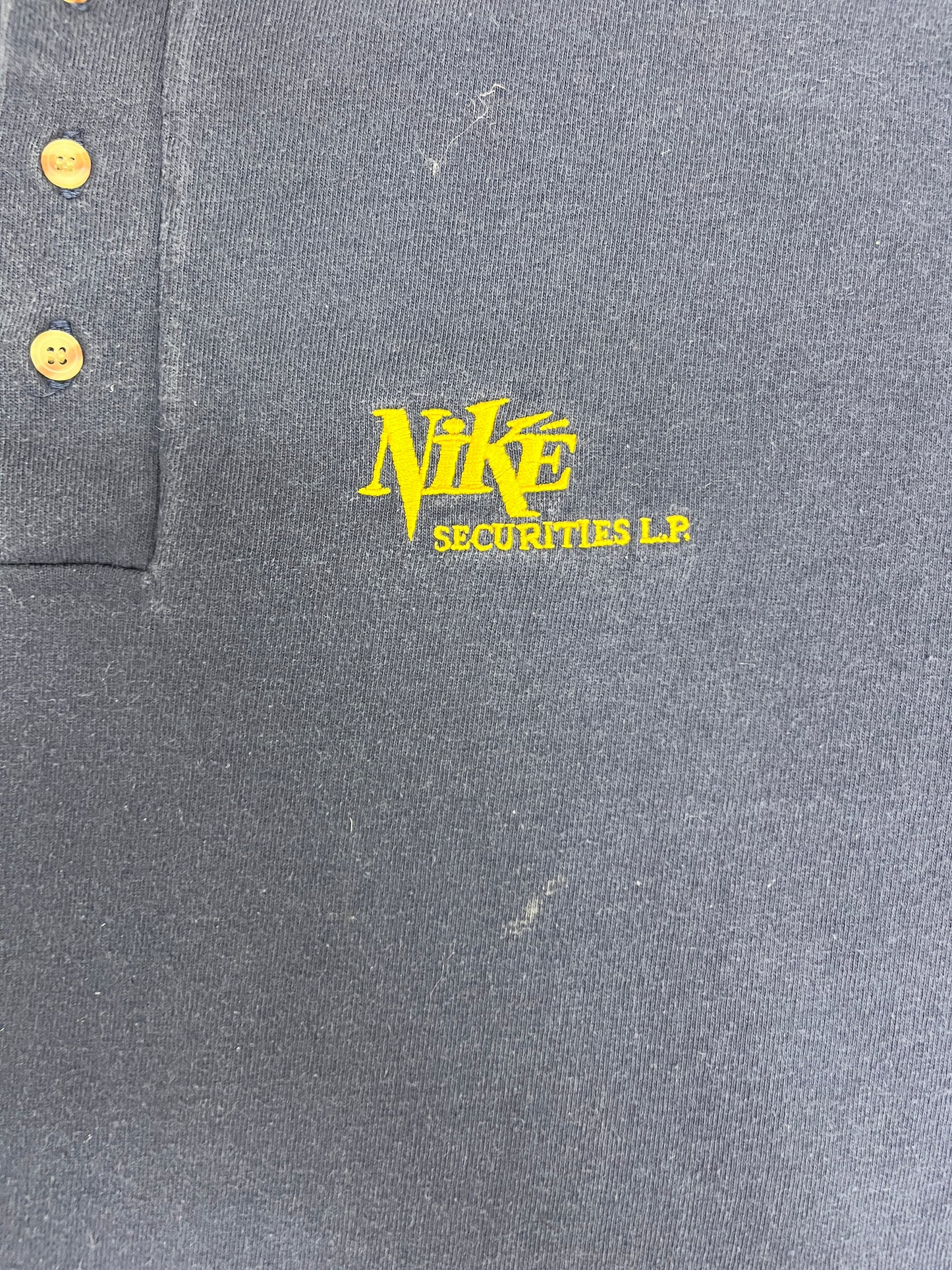 Nike Securities L.P. Embroidered Graphic Tee | Size Large | Vintage 1990s Nike Bootleg Long Sleeve Blue T-Shirt | Free Shipping to USA |