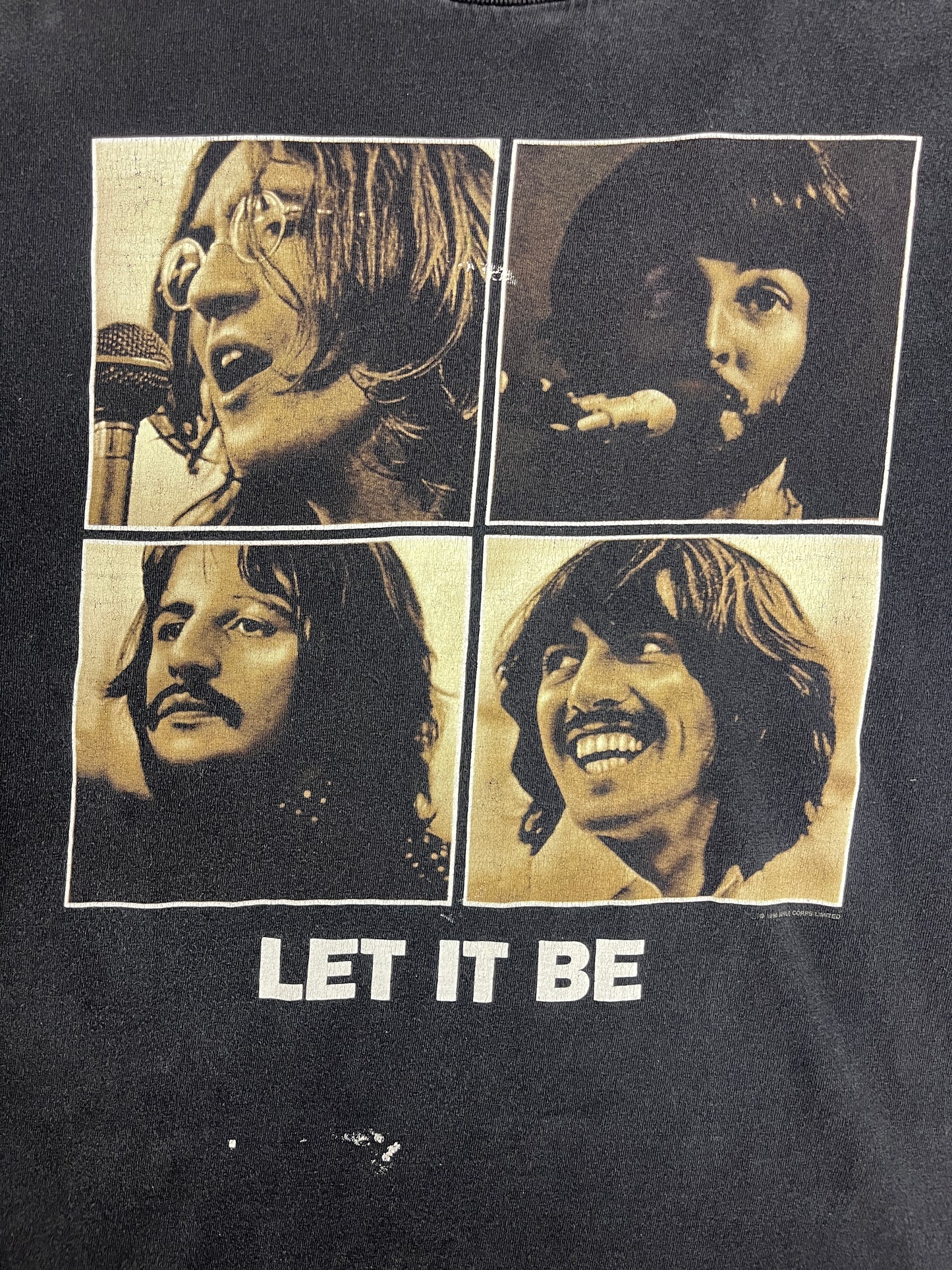 The Beatles Let It Be Graphic Tee | Size Medium | Vintage 2000s Retro Rock Band Music Black T-Shirt |