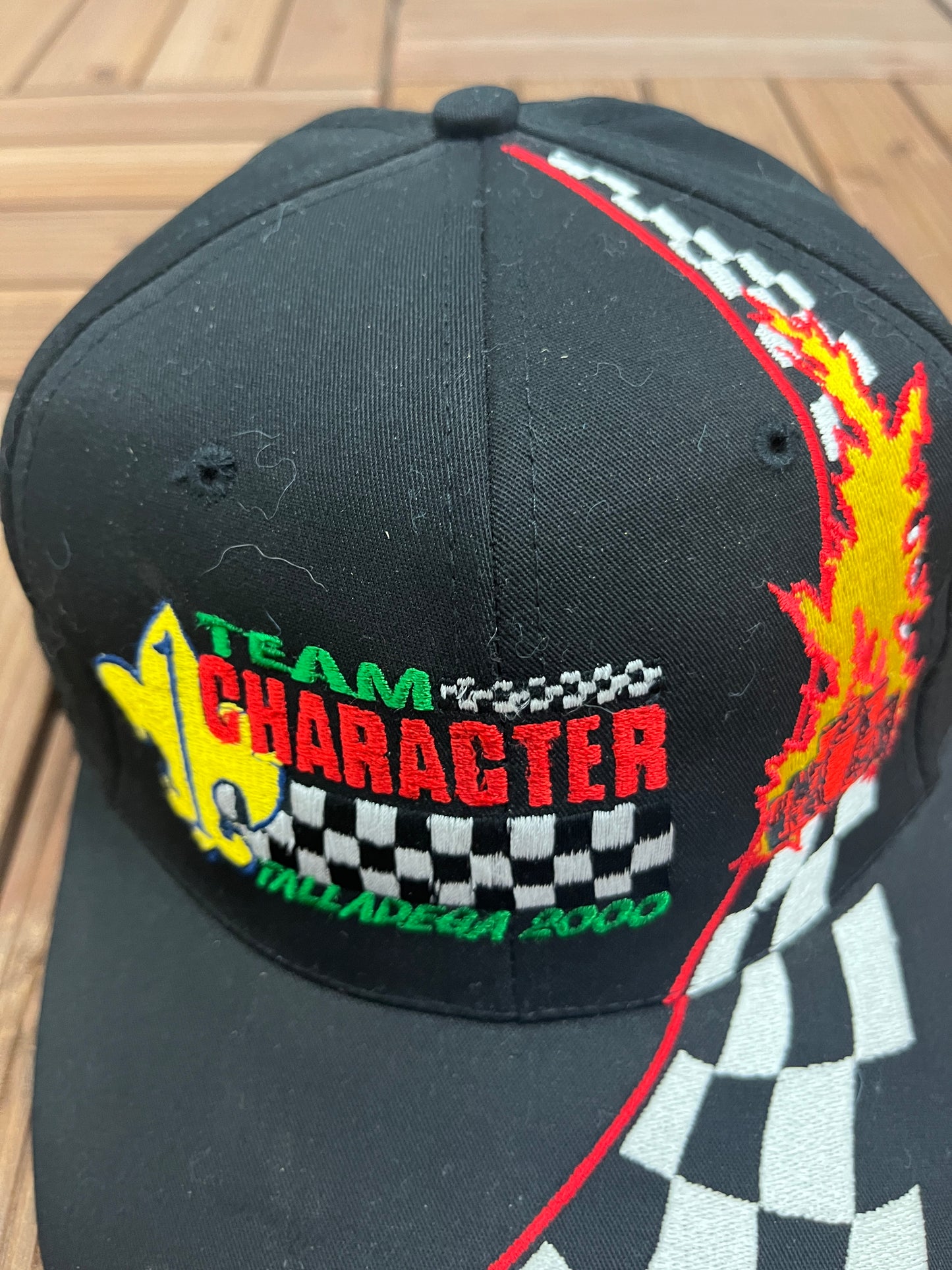 Team Character Talladega 2000 Graphic Hat | Adjustable With Snap Back | Vintage 2000s Racing Black Cap | Free Shipping to America |