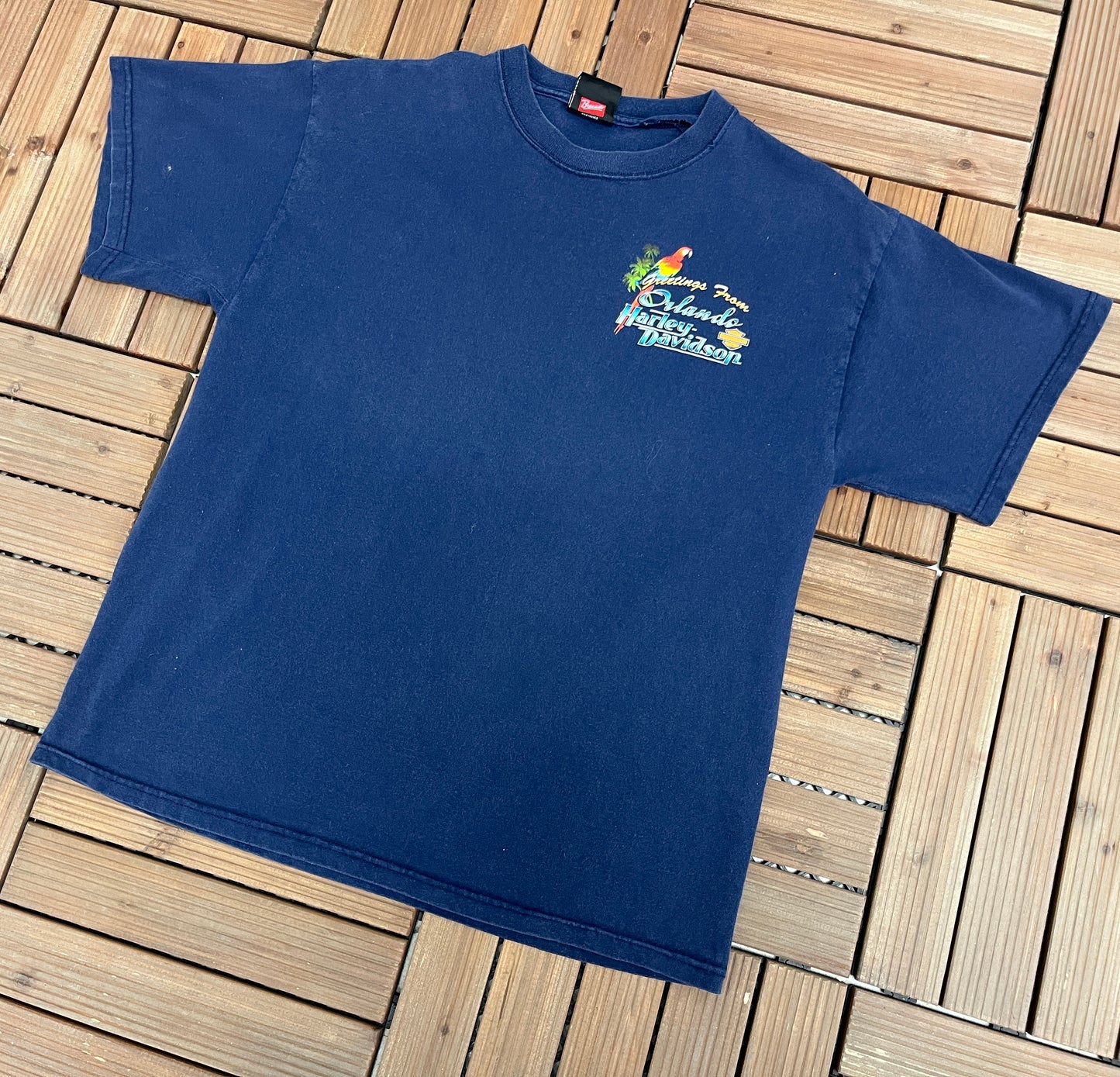 Harley Davidson Orlando, Florida Graphic Tee | Size Medium | Vintage 2000s Biker Motorcycle Blue T-Shirt | Free Shipping to USA |