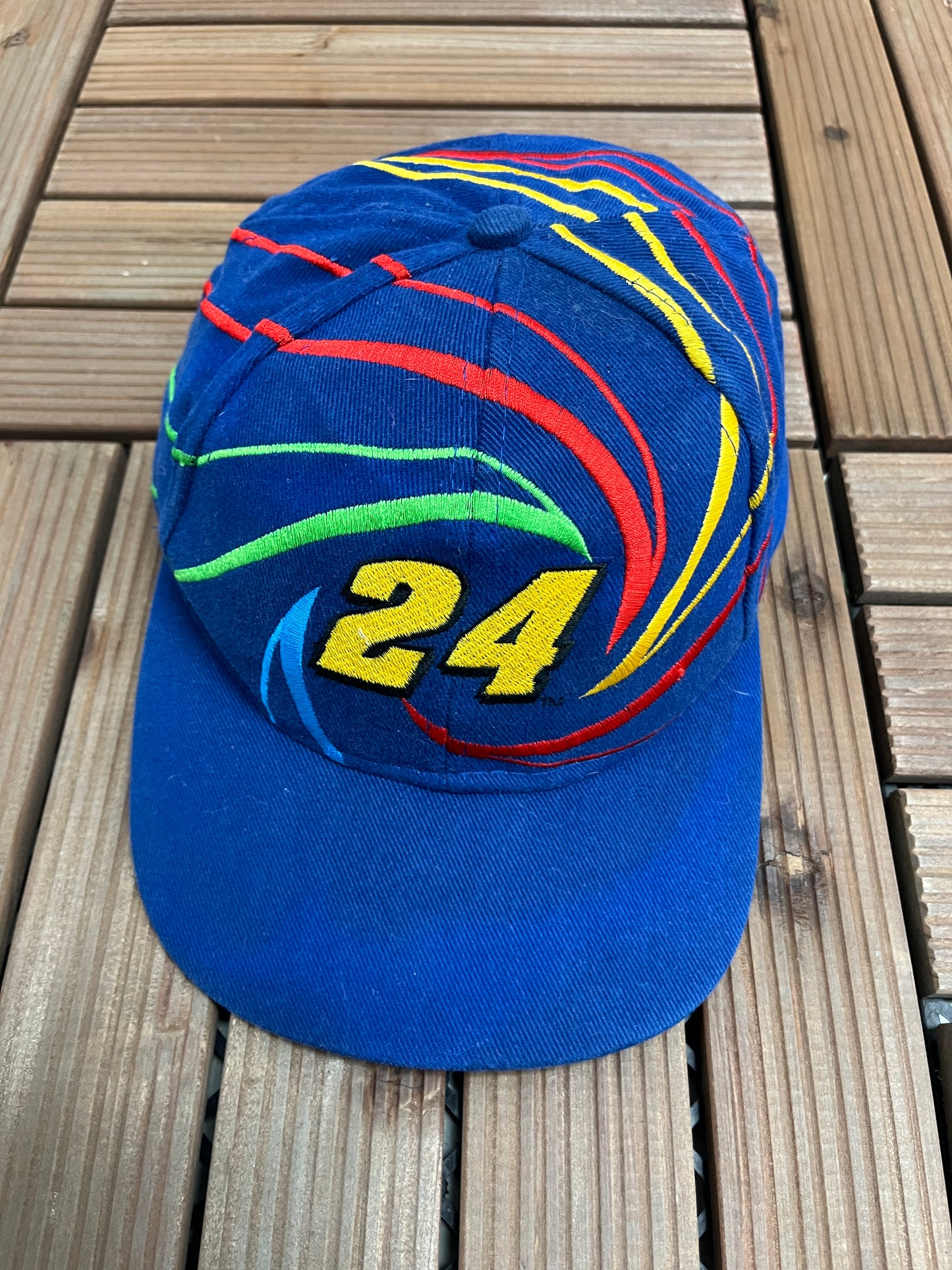 Jeff Gordon NASCAR Embroidered Graphic Hat | Snap Back | Vintage 2000s Racing Blue & Red Cap |