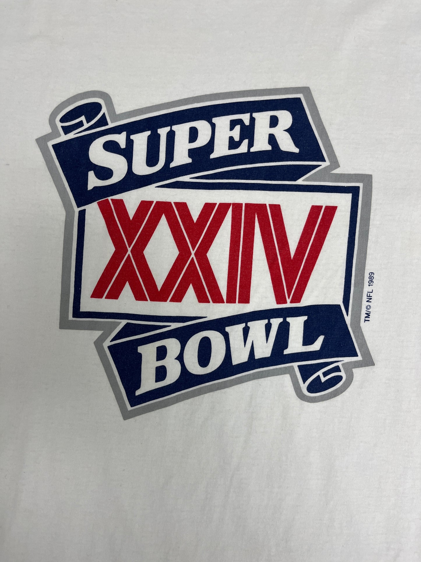 Super Bowl XXIV Graphic Tee | Size X-Large | Vintage 1980s NFL Football White T-Shirt |