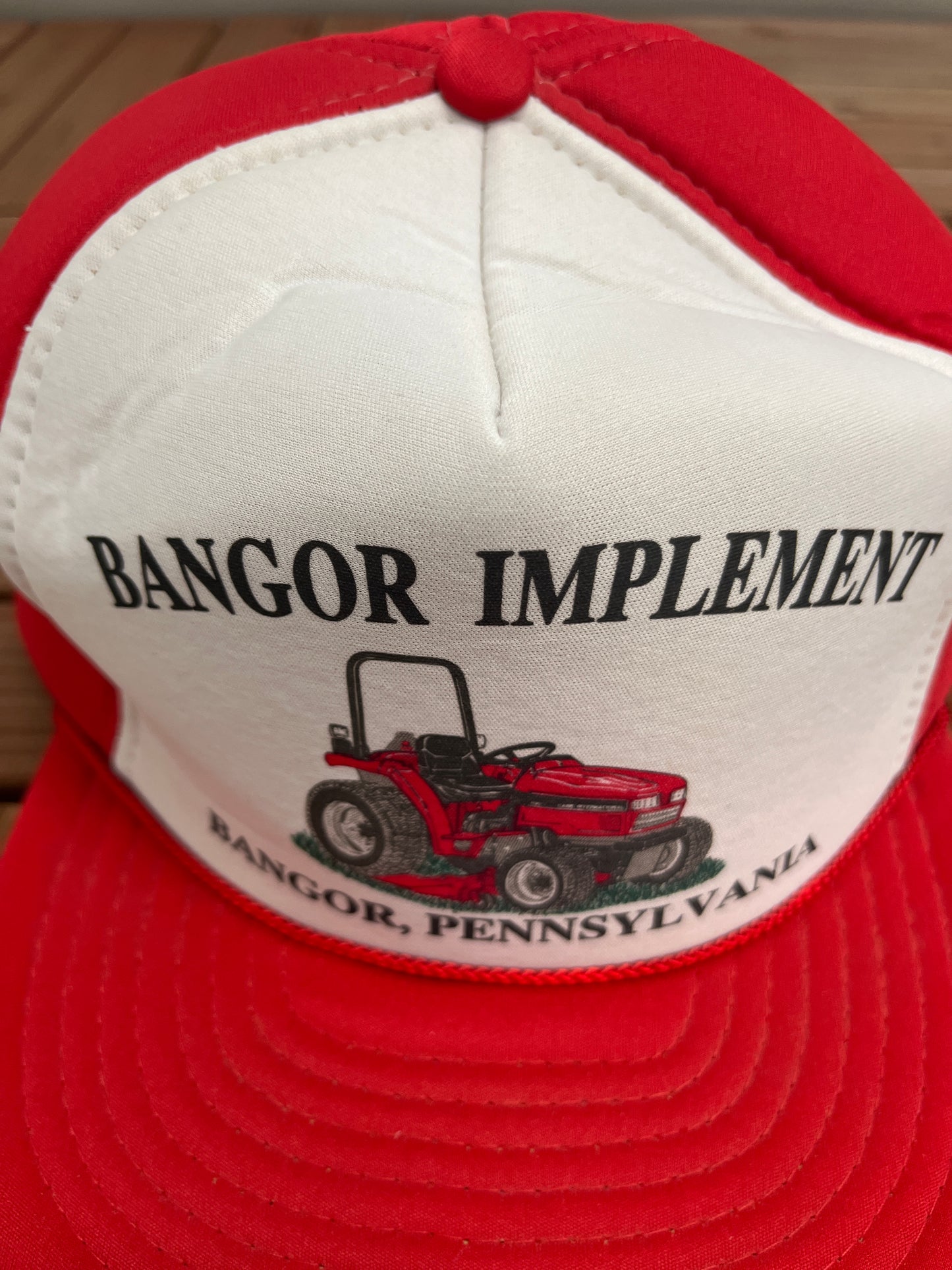 Bangor Implement Bangor, Pennsylvania Graphic Hat | Adjustable With Snap Back | Vintage 1990s Promotional Trucker Cap |