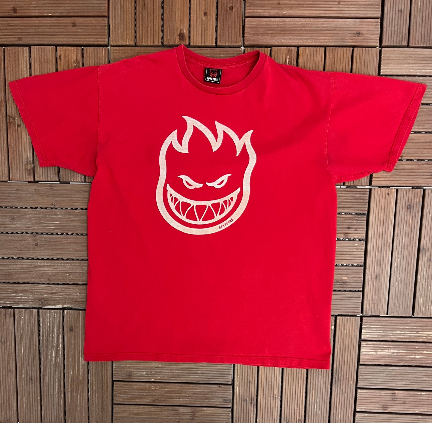 Spitfire Skateboarding Graphic Tee | Size Large | Vintage 2000s Branded Red T-Shirt |