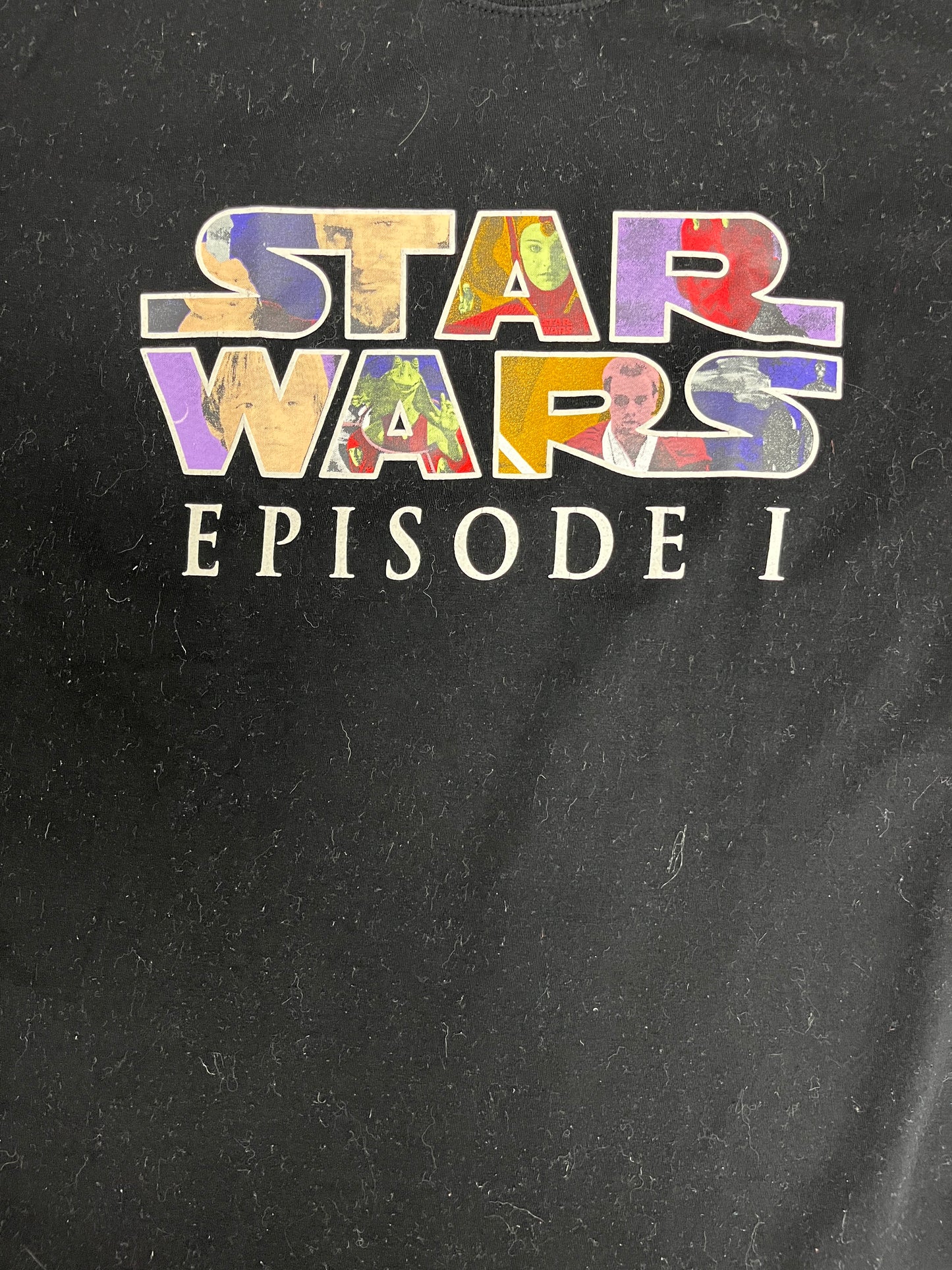 Star Wars Episode 1 Graphic Tee | Size Medium | Vintage 1990s Science Fiction Black T-Shirt |