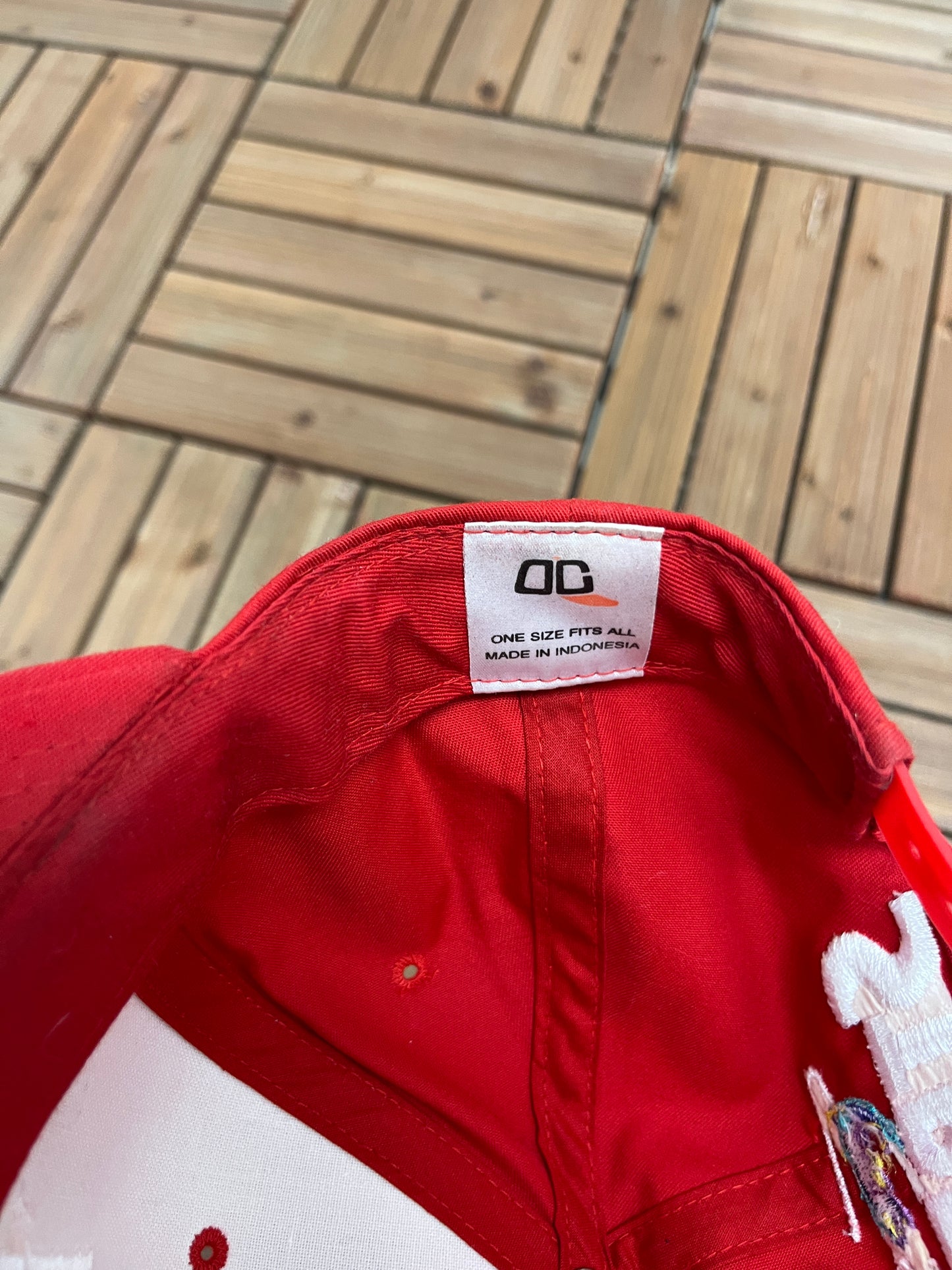 Stren Easy Cast Embroidered Graphic Hat | Adjustable With Snap Back | Vintage 1990s Promotional Fishing Red Cap |