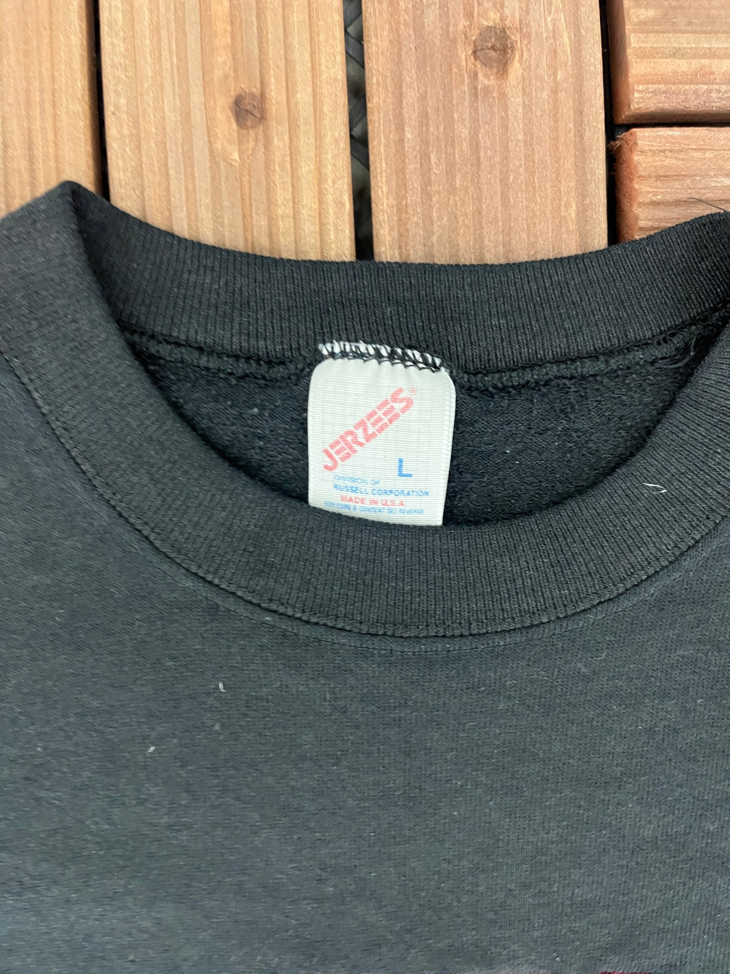 Panthers Embroidered Graphic Crewneck | Size Large | Vintage 1990s High School Football Black Sweater |