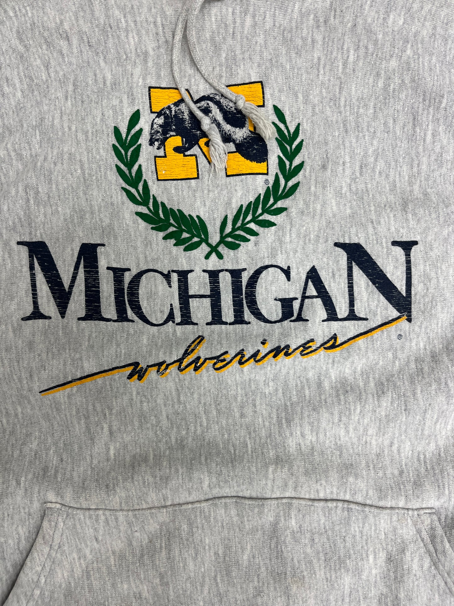 Michigan Wolverines Graphic Hoodie | Size X-Large | Vintage 1990s College Sports Grey Sweater |