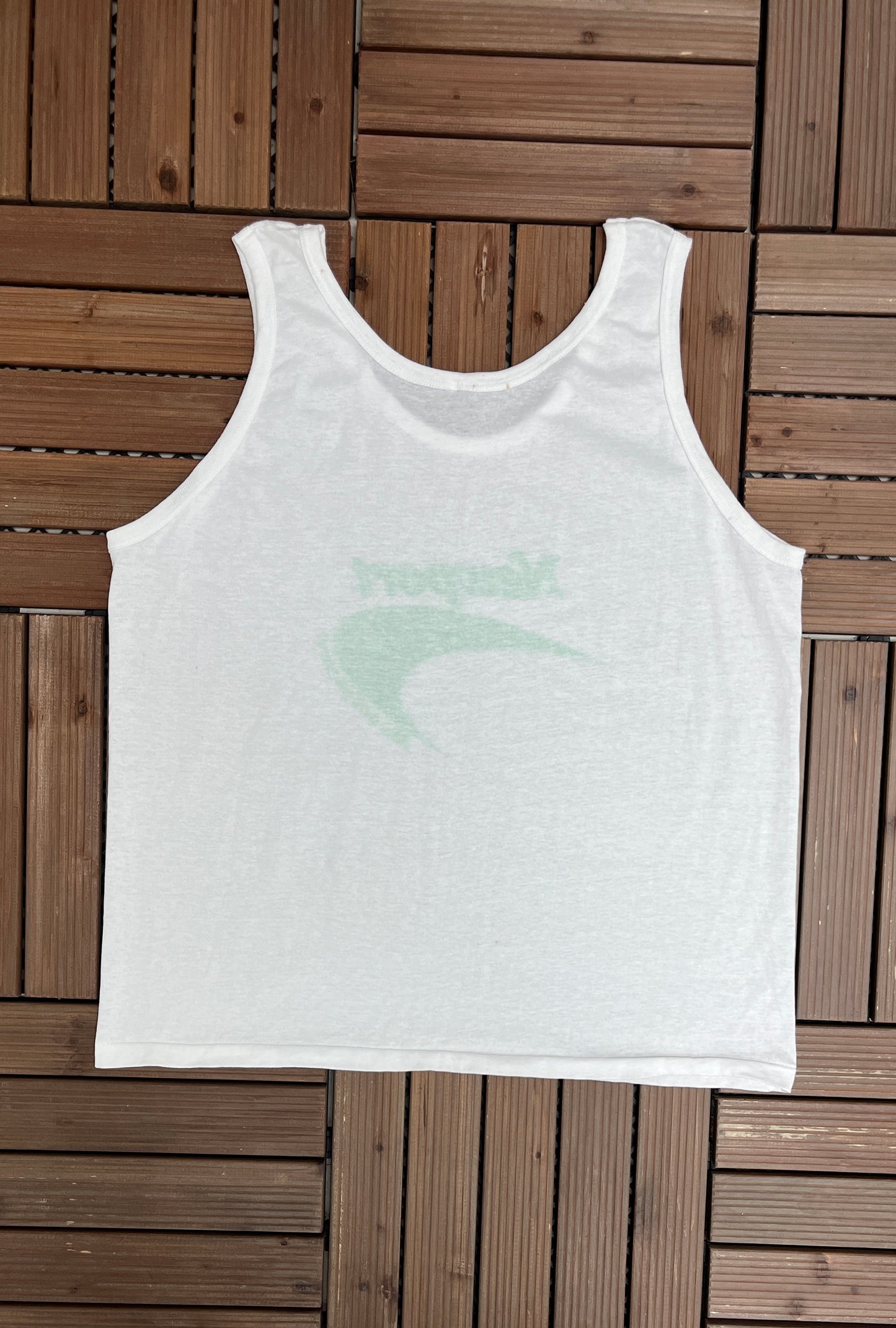 Newport Alive With Pleasure! Graphic Tee | Size X-Large | Vintage 1990s Made in USA White Tank Top |
