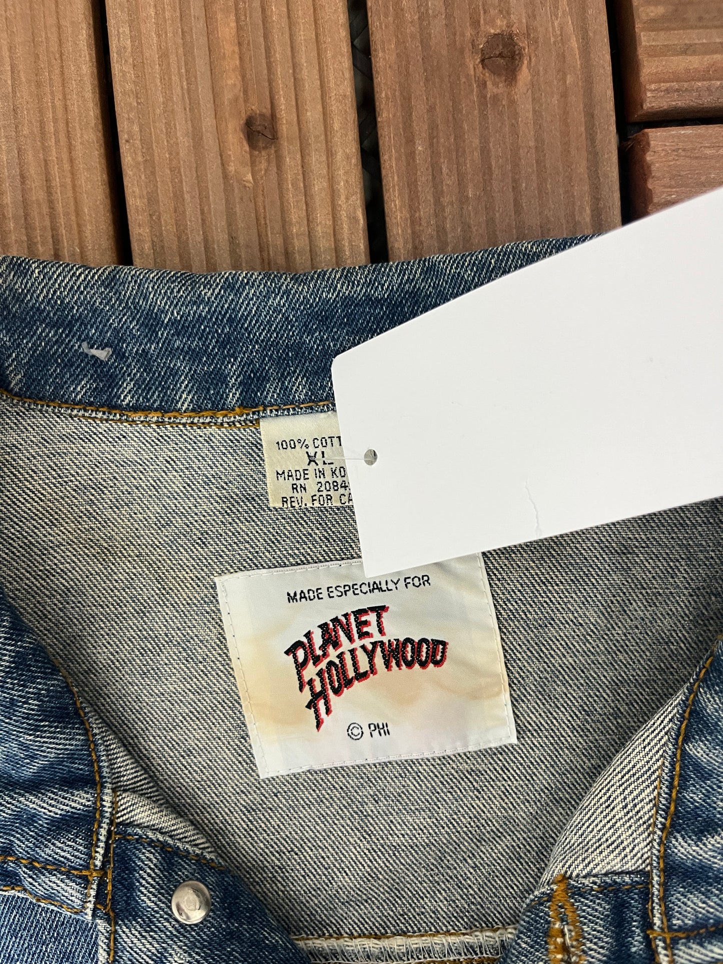 Planet Hollywood Stitched Denim Jacket | Size X-Large | Vintage 1990s Blue Promotional Jean Jacket |