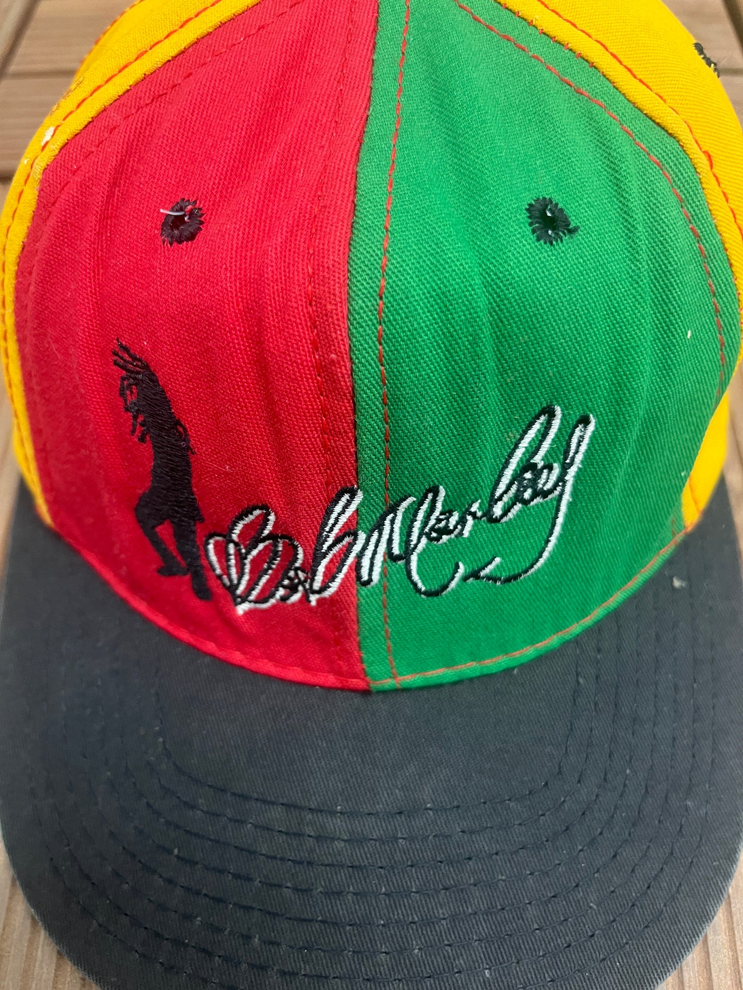 Bob Marley Embroidered Graphic Hat | Snap Back | Vintage 2000s Promotional Reggae Music Colourful Cap |