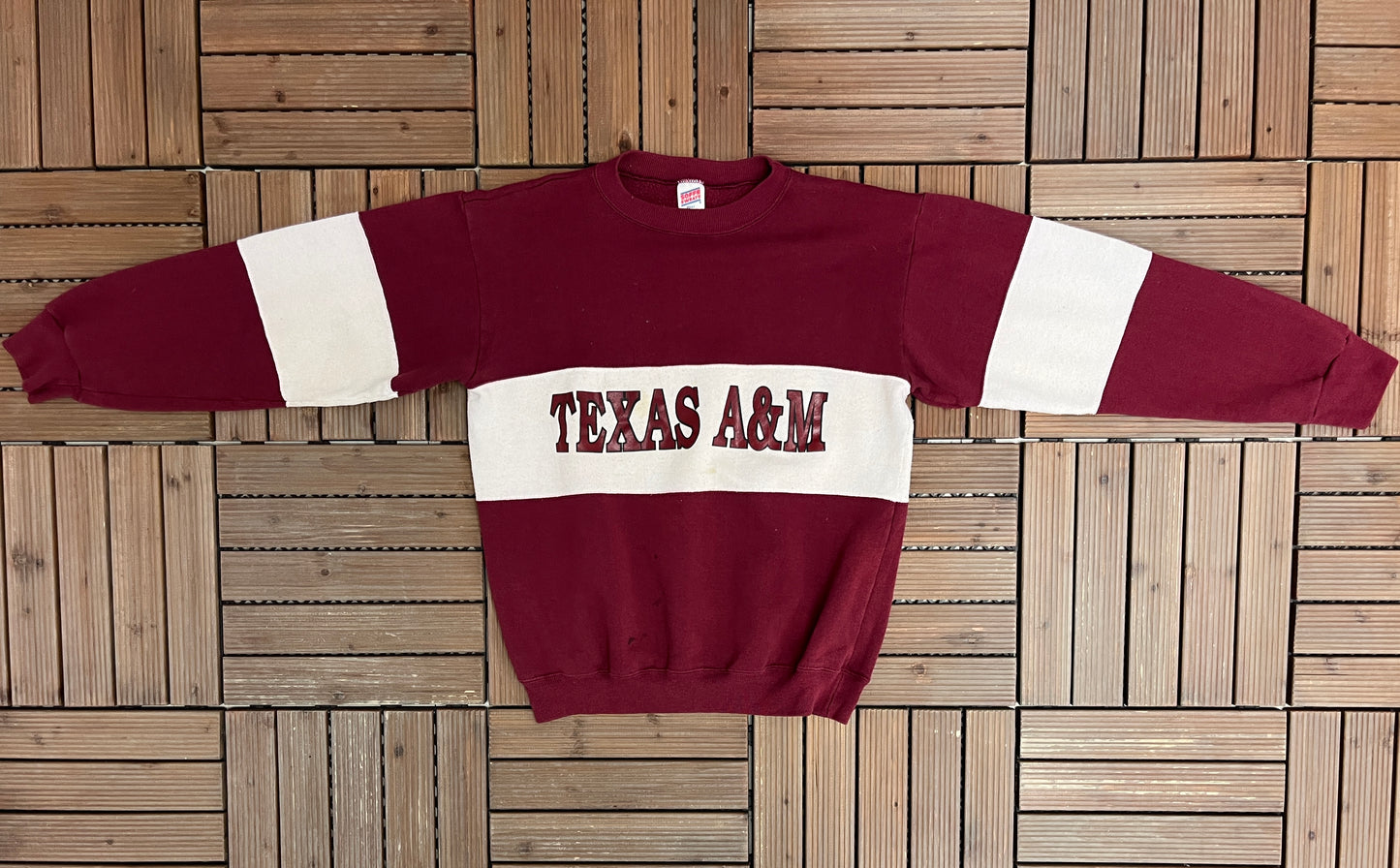 Texas A&M Aggies Graphic Crewneck | Size Large | Vintage 1990s University Red Sweater |