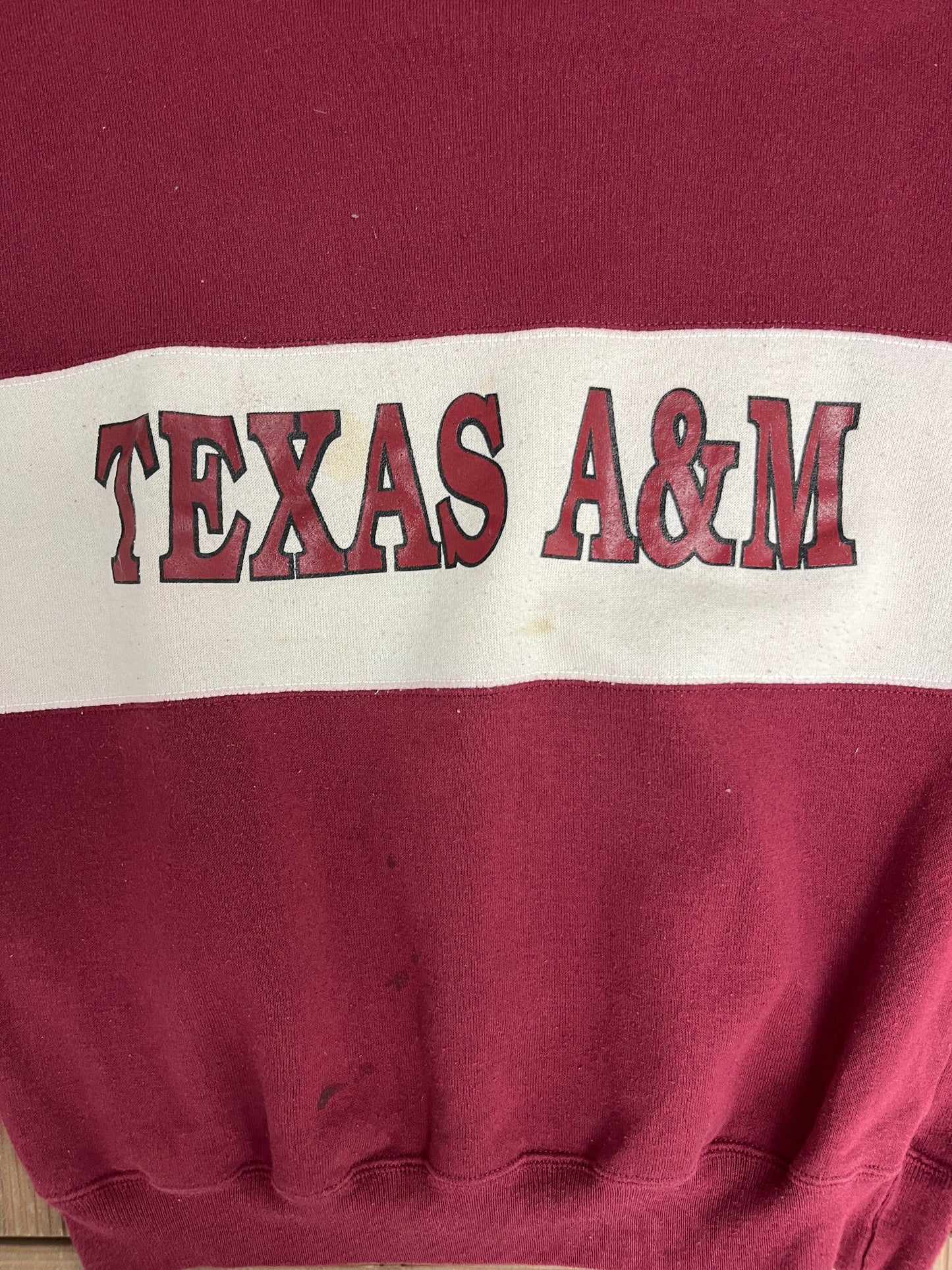 Texas A&M Aggies Graphic Crewneck | Size Large | Vintage 1990s University Red Sweater |