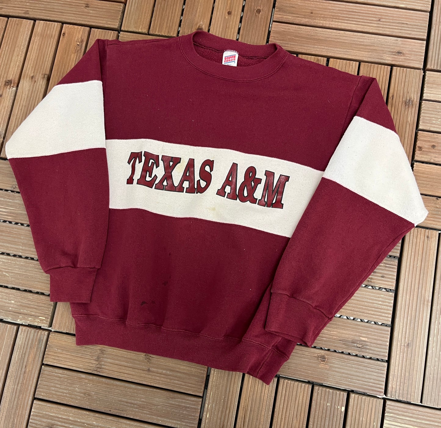 Texas A&M Aggies Graphic Crewneck | Size Large | Vintage 1990s University Red Sweater |