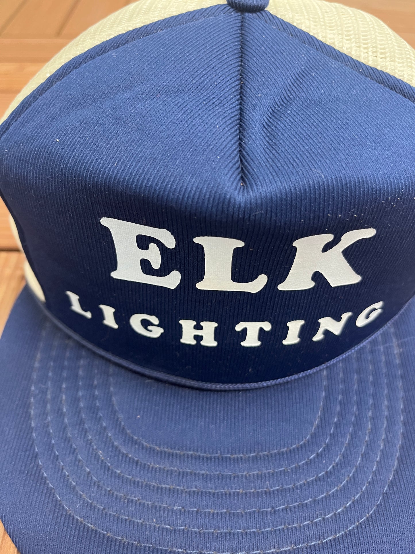 Elk Lighting Graphic Hat | Snap Back | Vintage 1990s Promotional Trucker Blue Cap |