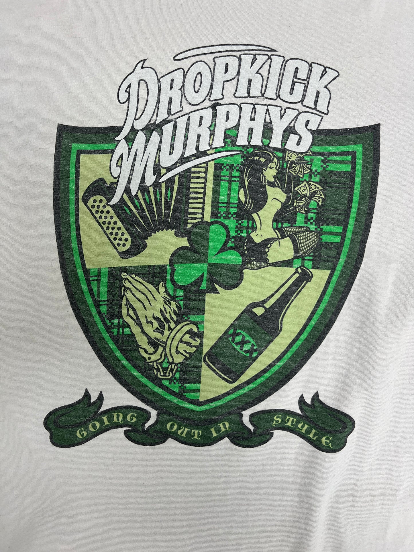 Dropkick Murphys Going Out In Style Graphic Tee | Size Large | Vintage 2000s Punk Rock Band Distressed Grey T-Shirt |