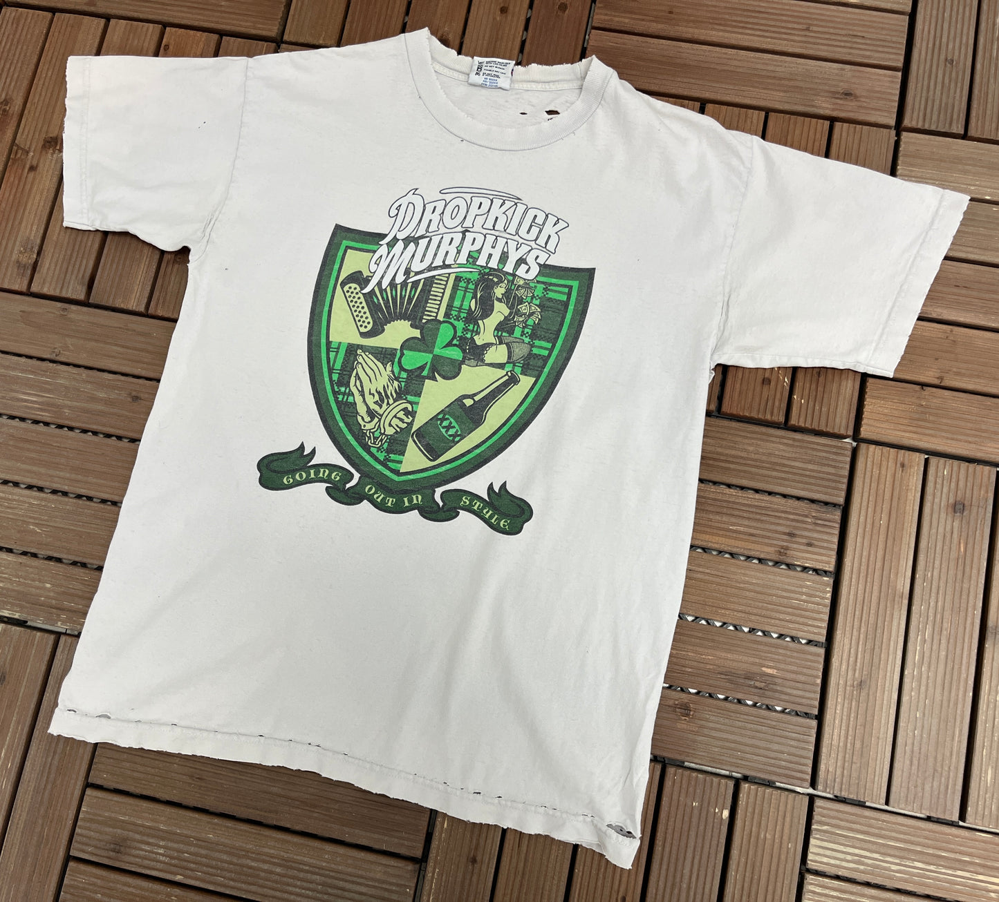 Dropkick Murphys Going Out In Style Graphic Tee | Size Large | Vintage 2000s Punk Rock Band Distressed Grey T-Shirt |