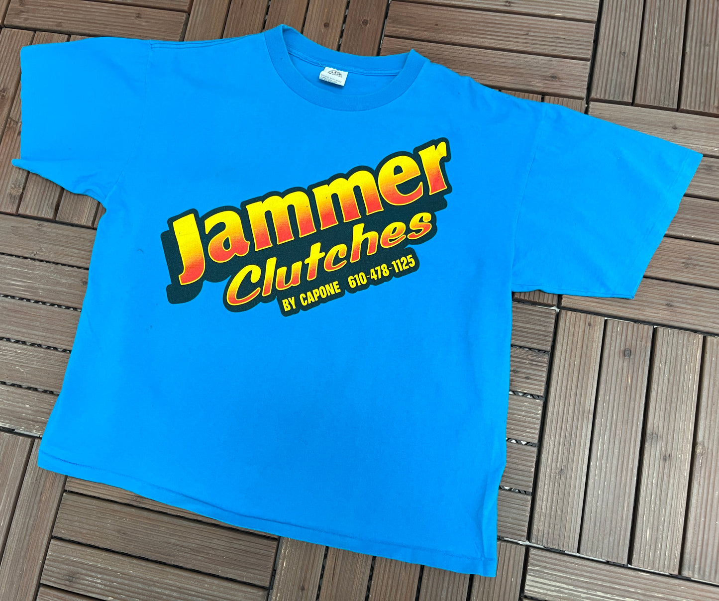 Jammer Clutches by Capone Graphic Tee | Size XX-Large | Vintage 1990s Promotional Blue T-Shirt |