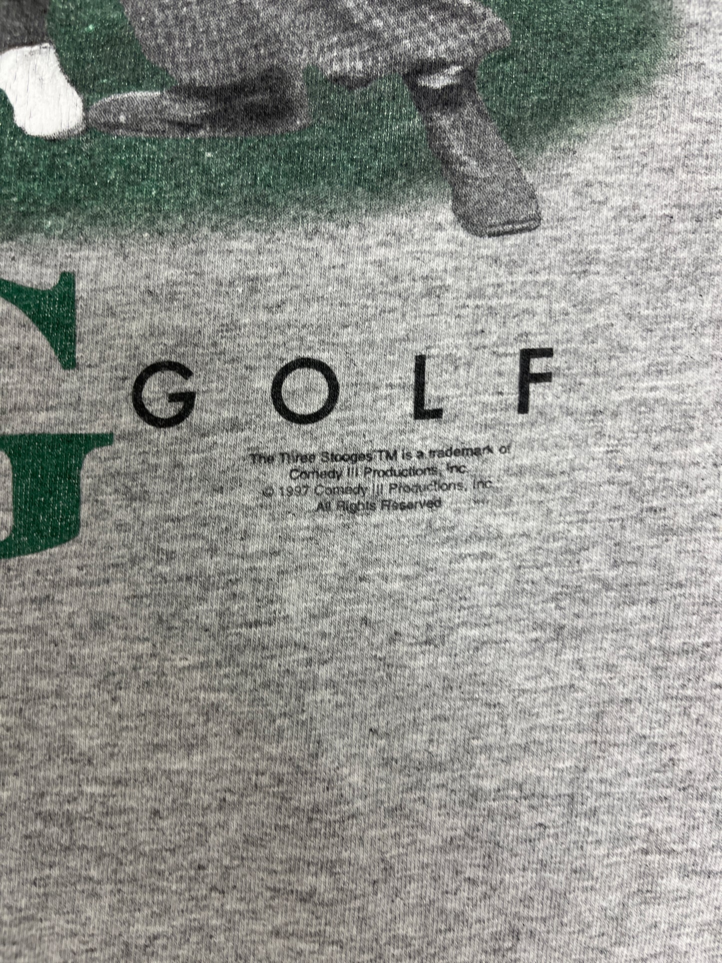 The Three Stooges Golf Graphic Tee | Size X-Large | Vintage 1990s Promotional Comedy Group White T-Shirt | Made in USA |