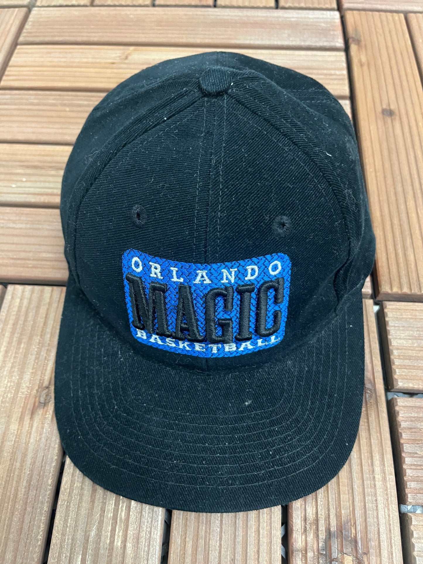 Orlando Magic Embroidered Graphic Hat | Snap Back | Vintage 1990s NBA Basketball Black Cap |