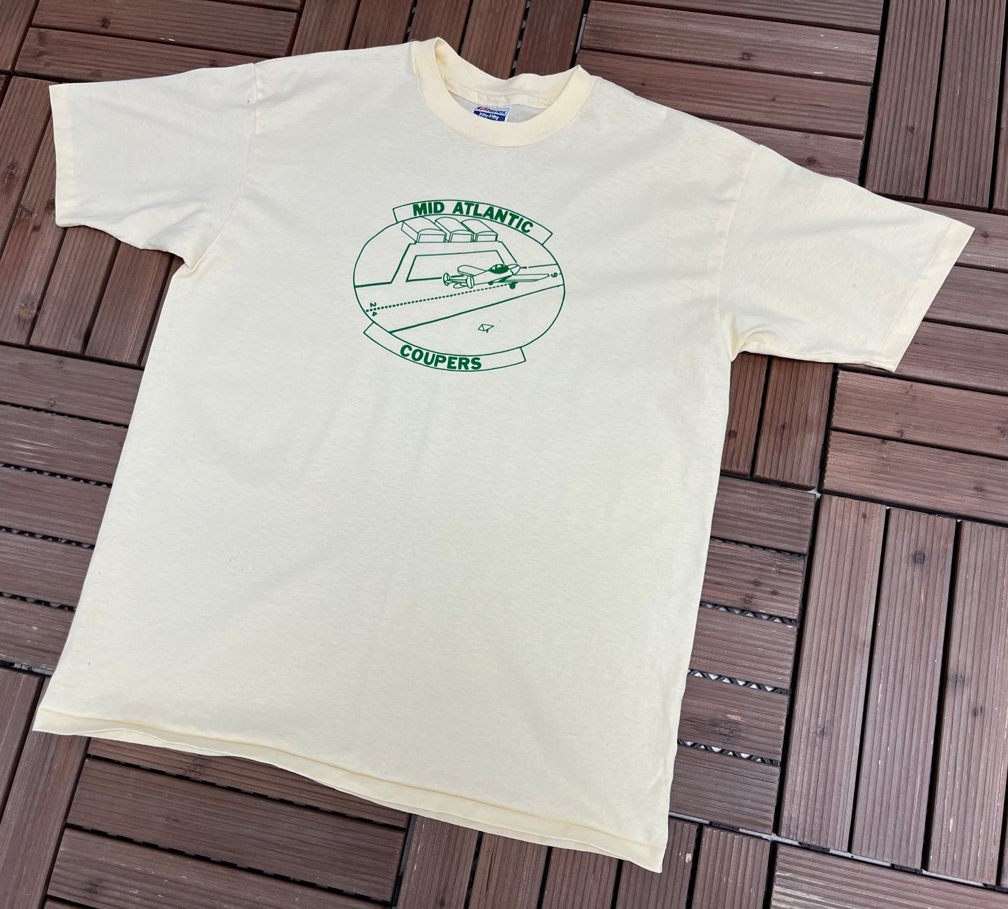 Mid Atlantic Coupers Graphic Tee | Size X-Large | Vintage 1990s Single Stitch Made in USA Yellow T-Shirt |