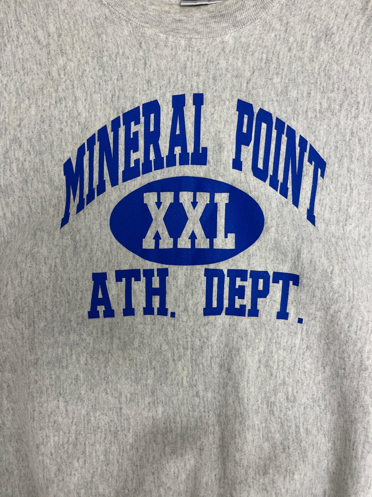 Mineral Point Athletic Dept. Graphic Crewneck | Size Large | Vintage 1990s Heather Grey Sweater |