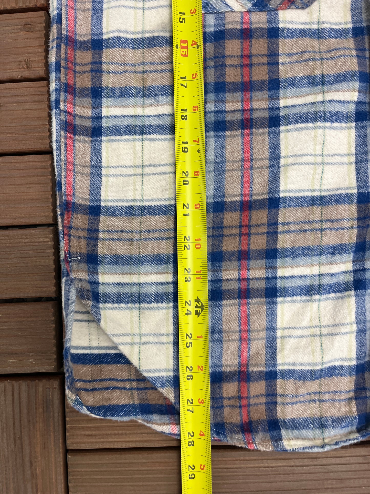 Woolrich Plaid Flannel Button Down Shirt | Size Medium | Vintage 1990s Beige & Blue Button Down Flannel | Free Shipping to USA |