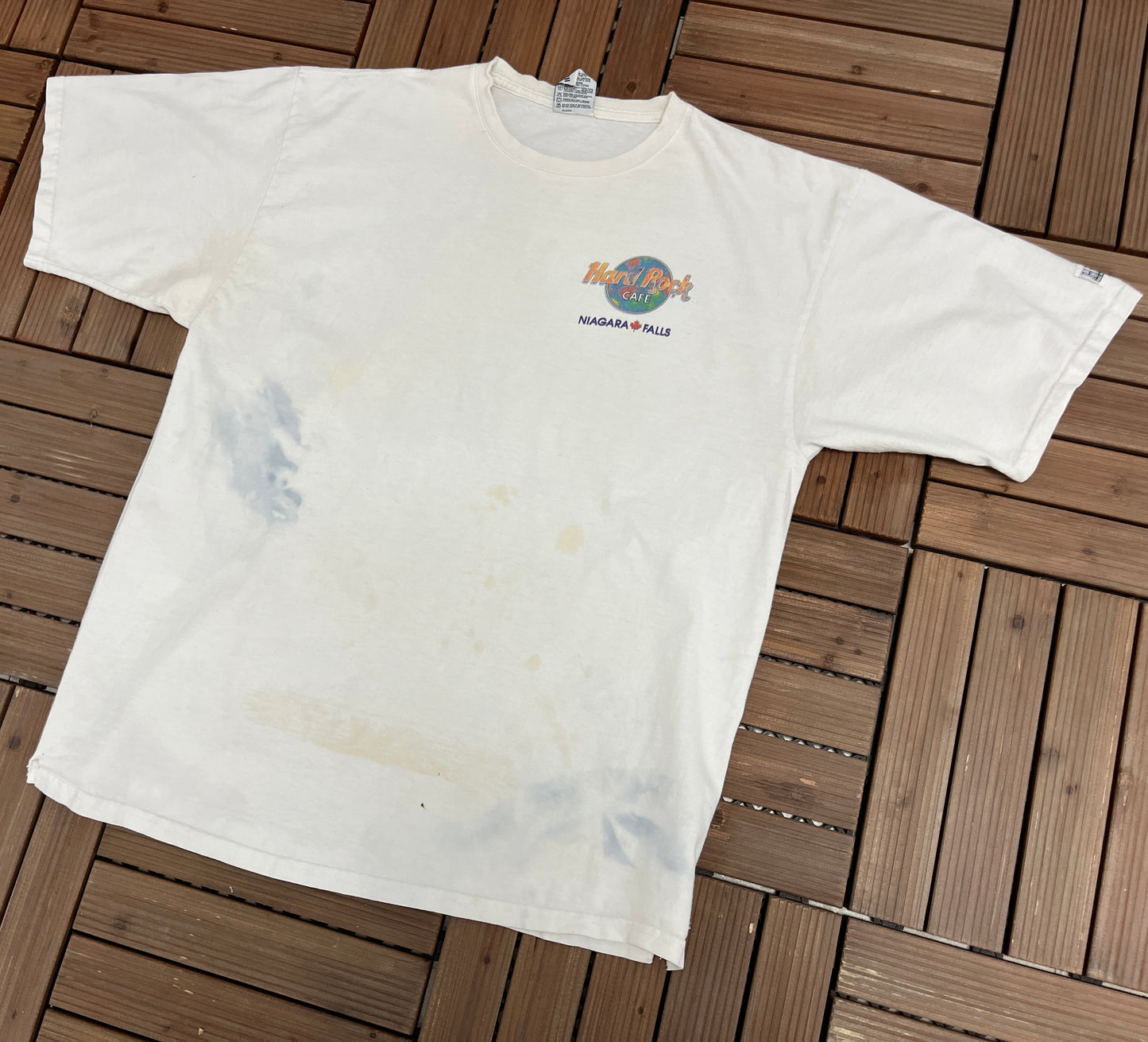 Hard Rock Cafe Niagara Falls Graphic Tee | Size X-Large | Vintage 1990s Promotional Classic White Collectors T-Shirt | Free Shipping to USA|