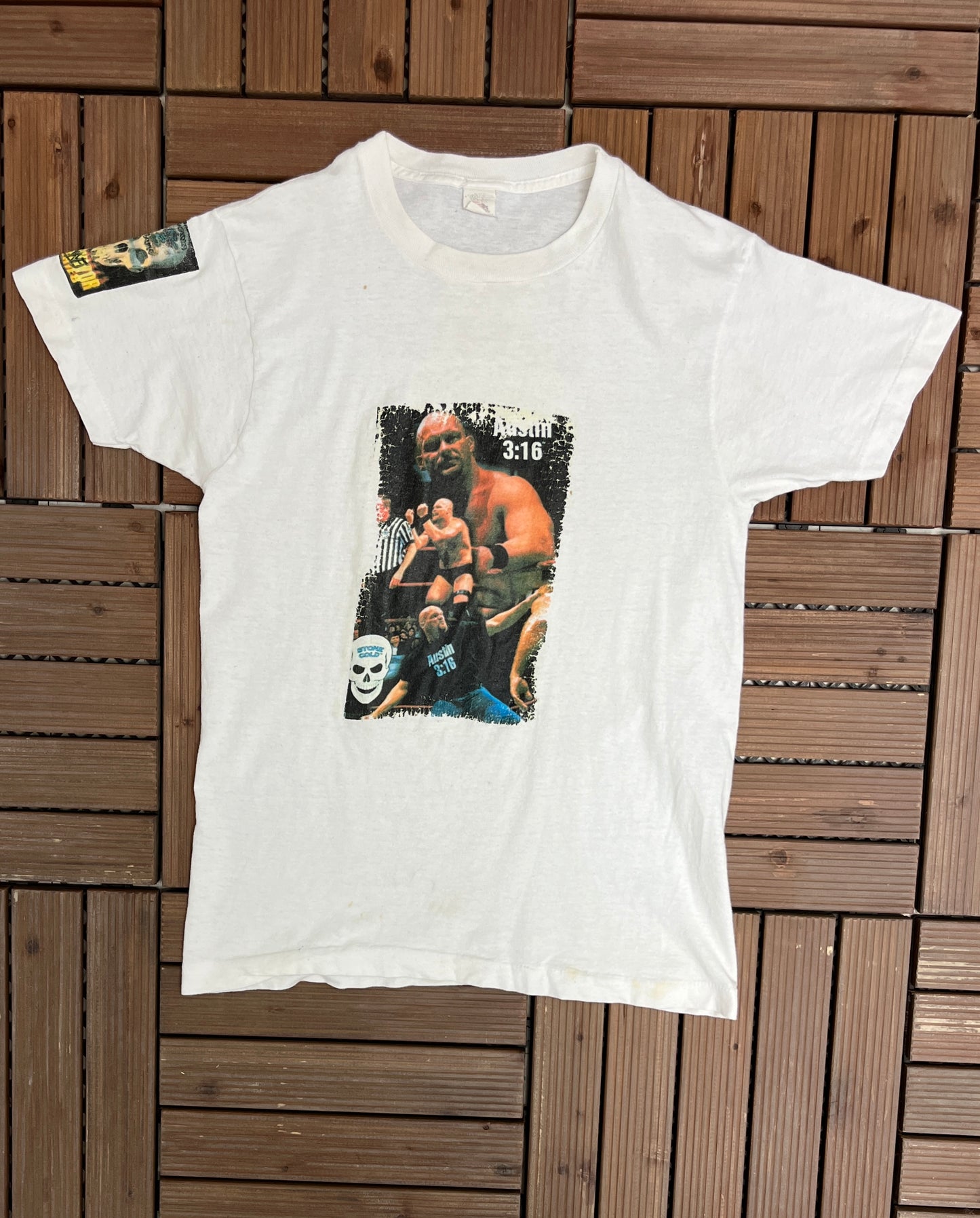 Stone Cold Steve Austin 3:16 Graphic Tee | Size Medium | Vintage 1990s Wrestling Steven Austin White T-Shirt |