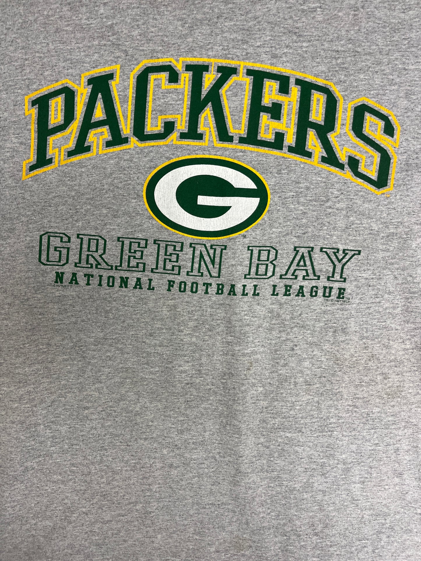Green Bay Packers Graphic Tee | Size XX-Large | Vintage 1990s NFL Football Grey T-Shirt |
