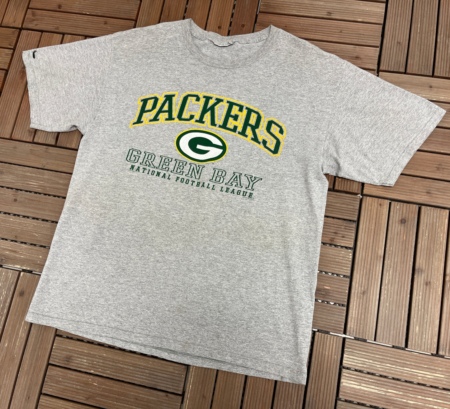 Green Bay Packers Graphic Tee | Size XX-Large | Vintage 1990s NFL Football Grey T-Shirt |