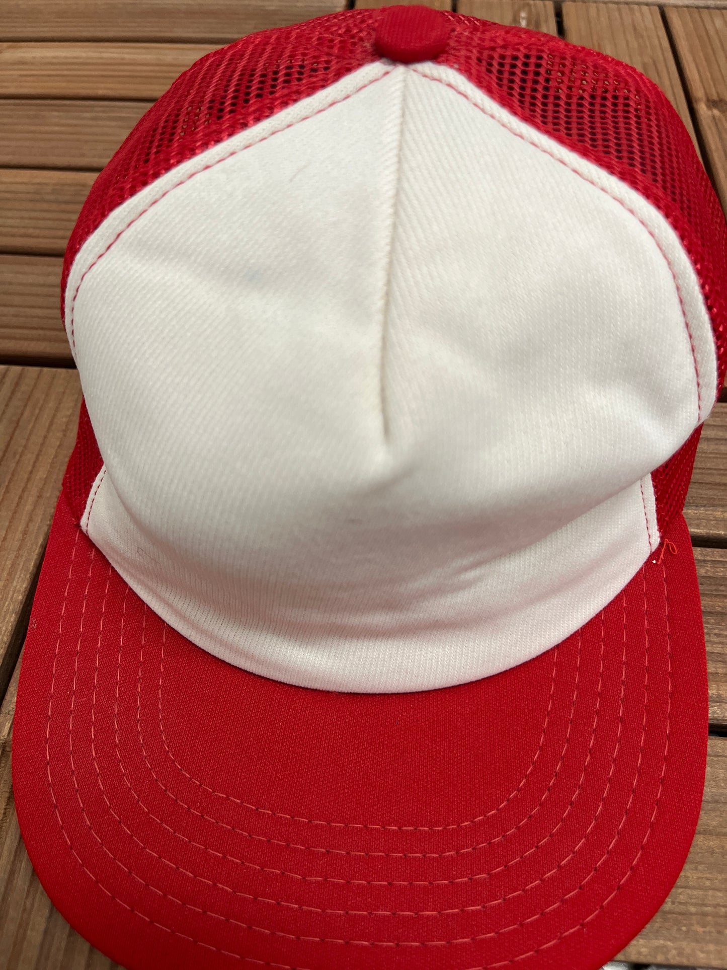 Blank White & Red Trucker Panel Hat | Adjustable With Snap Back | Vintage 1990s Black Trucker Cap | Made in USA | Free Shipping to USA|