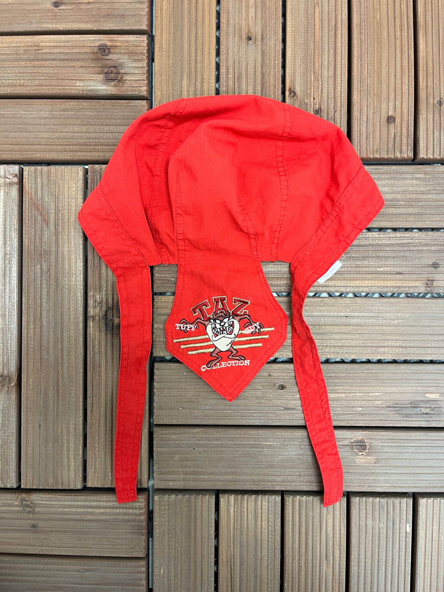 Taz Embroidered Graphic Durag | Standard Sizing | Vintage 1990s Promotional Cartoon Red Durag |